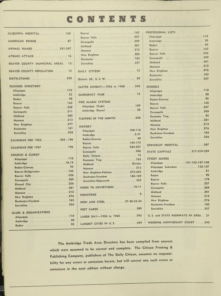 The Daily Citizen 1956 Trade Area Directory CONTENTS.jpg
