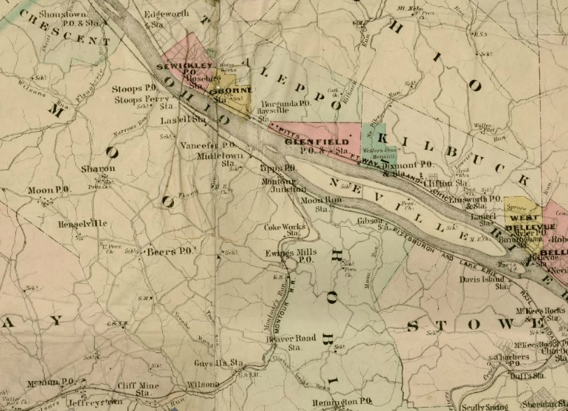 Middletown, 1886, showing Lashell Station