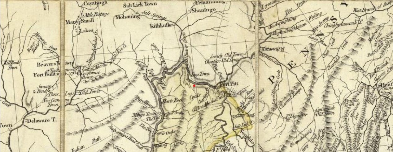 I placed a red dot at the approximate location of present-day Coraopolis.