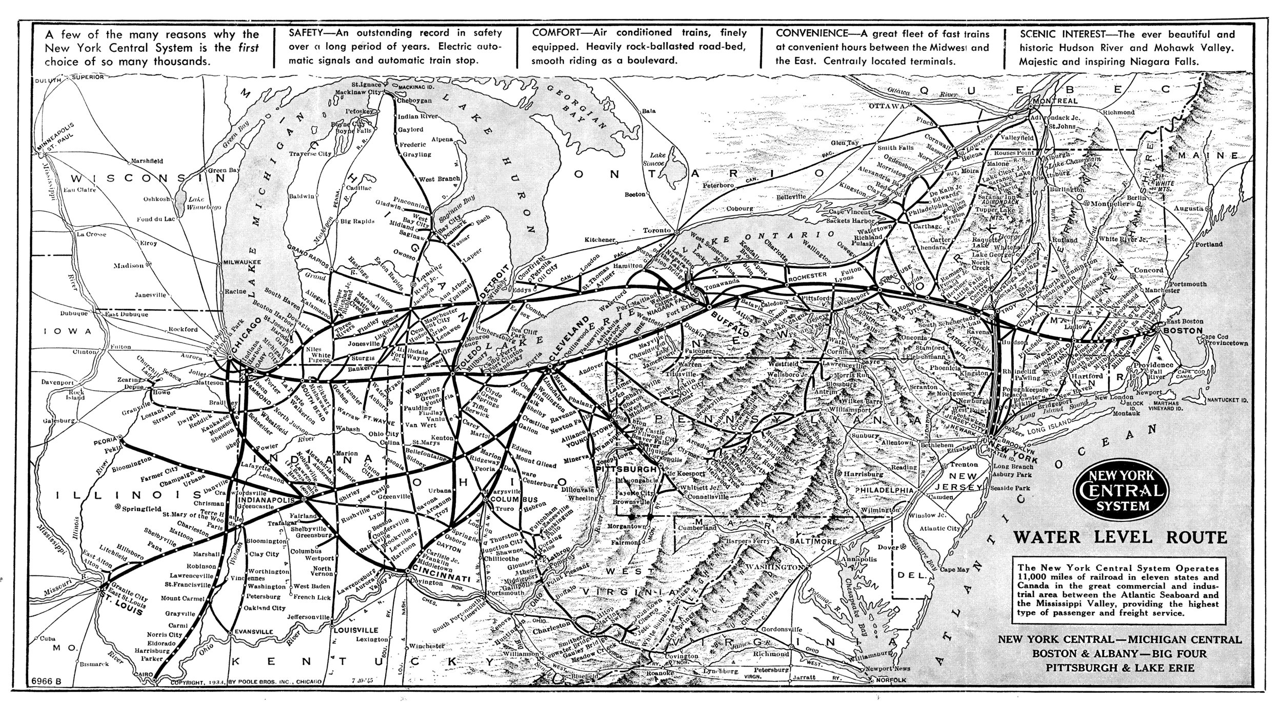 P&LE New York Central System Map, 1947 (1933 Poole Brothers)