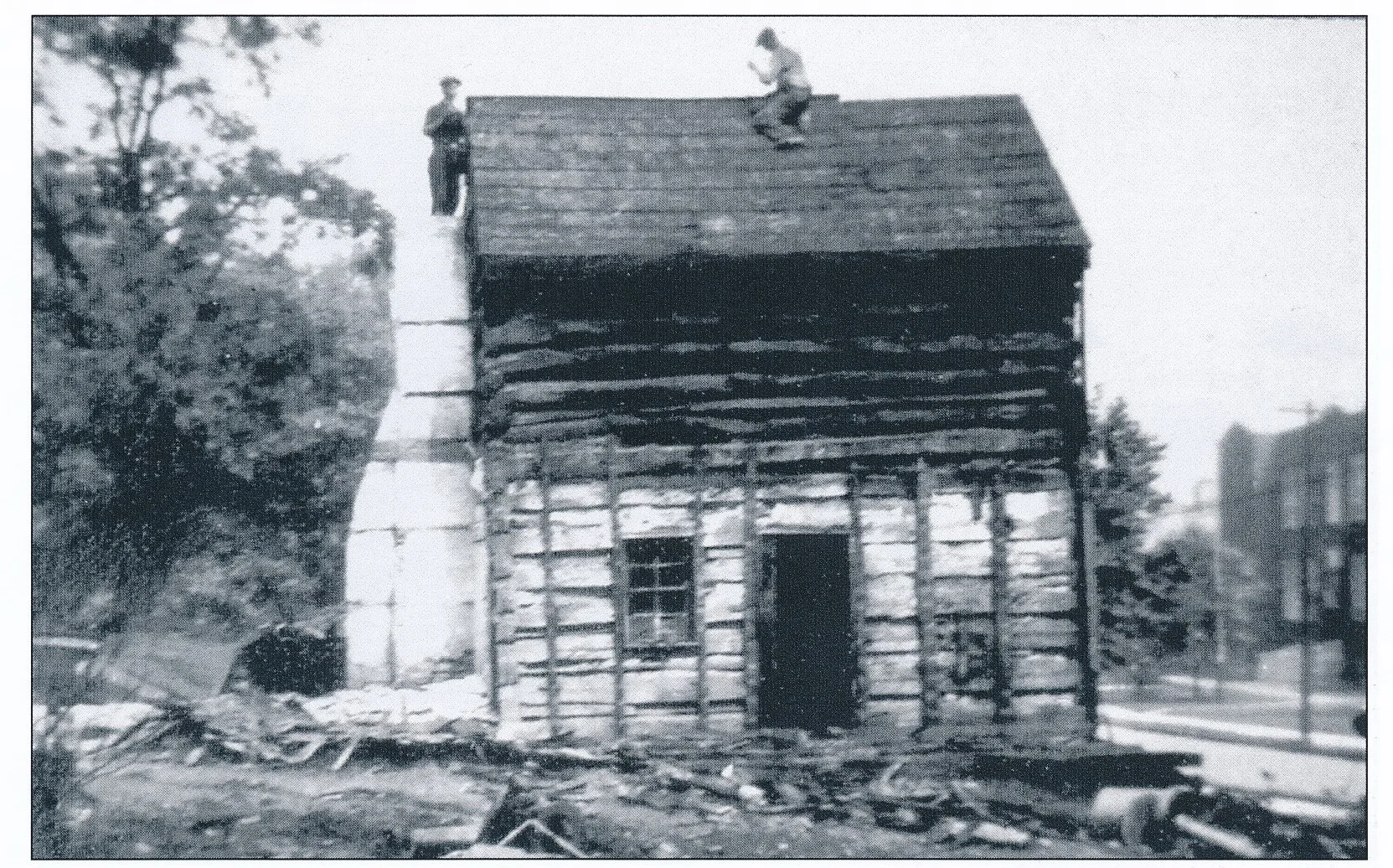 This log cabin was built in the 1700s by James McCabe, who married the daughter of Robert Vance. They purchased 20 acres of land upon which to build this cabin which they located on State Avenue.