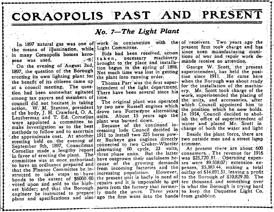 1917-05-18 The Coraopolis Record - (7) The Light Plant