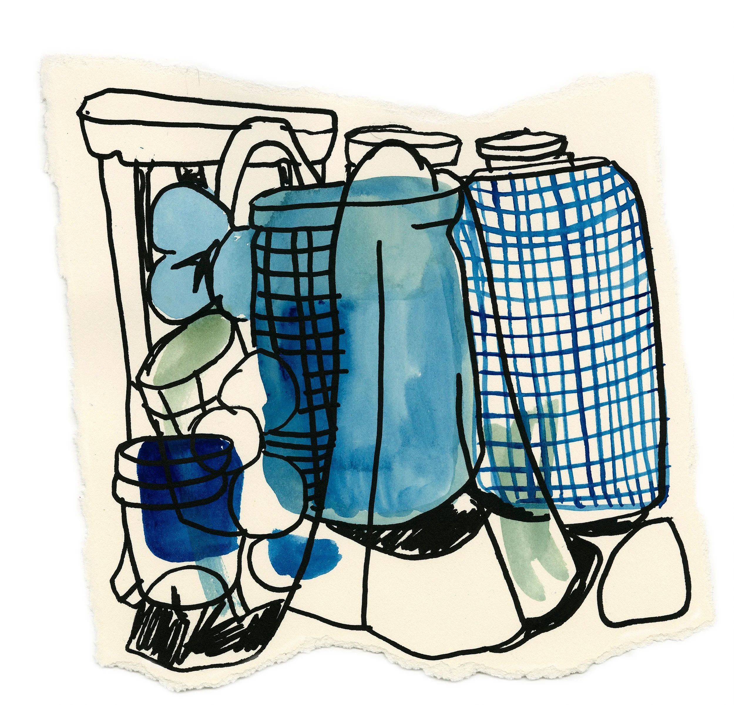 Blue Vases
 

 Acrylic, ink, and gouache on paper 6” x 6” | 15.24 cm x 15.24 cm 2026 