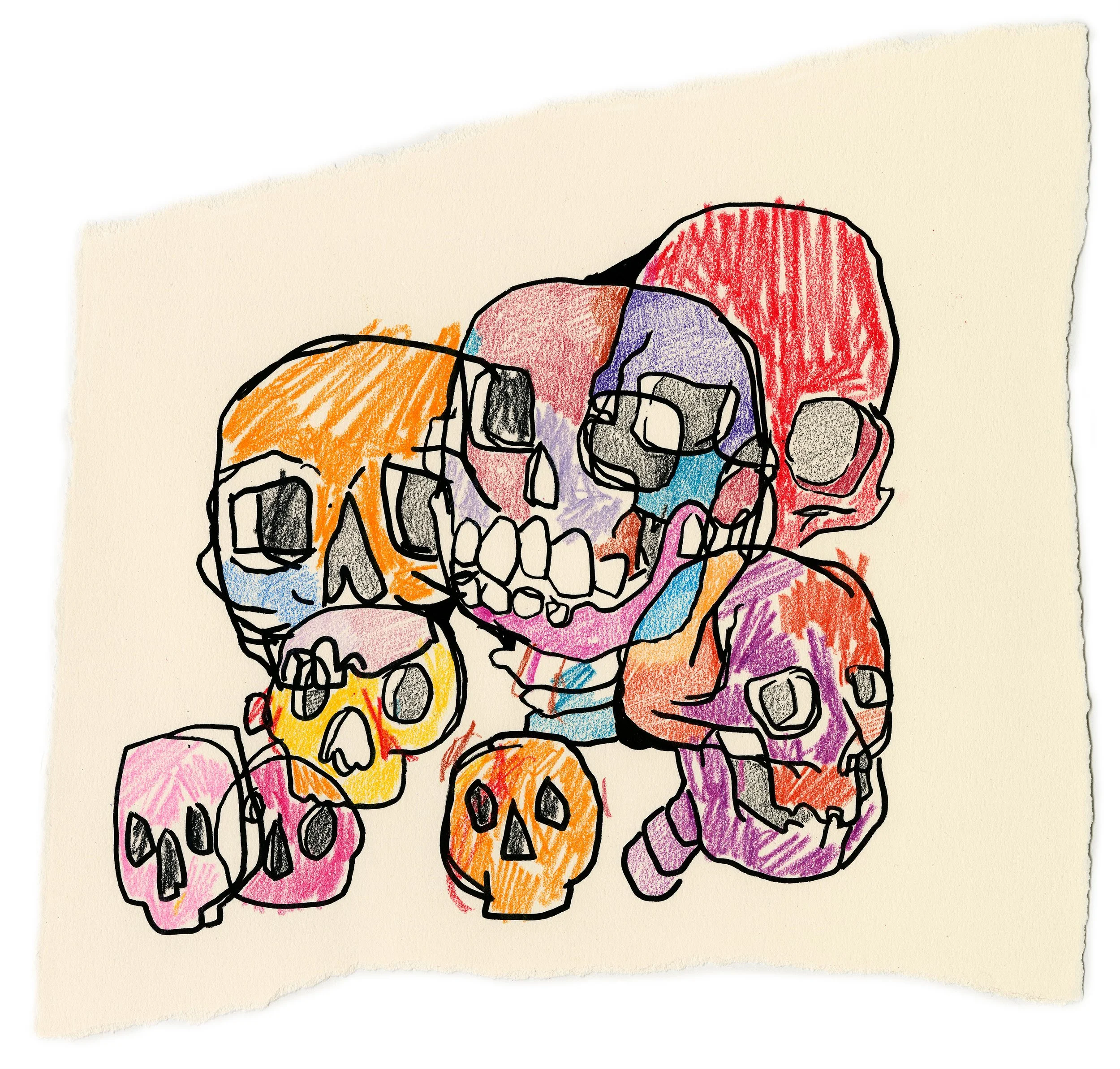 A colorful death

 

 Acrylic and crayon on paper 13” x 10” | 33.02 cm x 25.4 cm 2026 