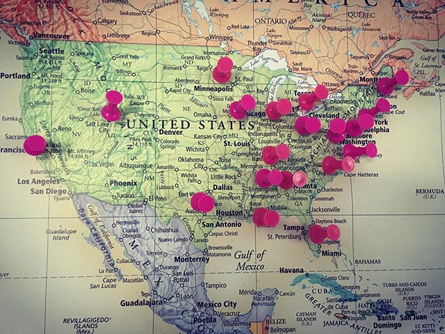 We put a map up to track which states we have provided musical instruments in! Our goal is to get to all 50 states! #motivationalmondays #playmusic #inspirationalthoughts #womenfounders #acousticguitars #unitedstatesofamerica #usa #guitars4gifts