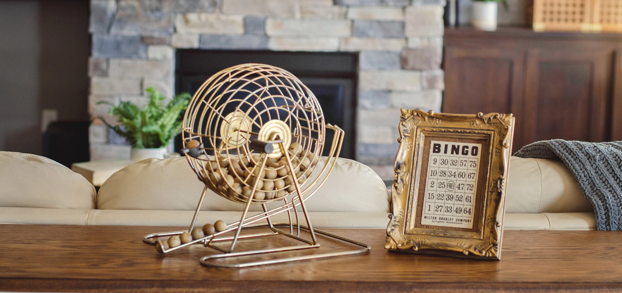 Bingo ball cage as living room decoration. | hprallandco.com