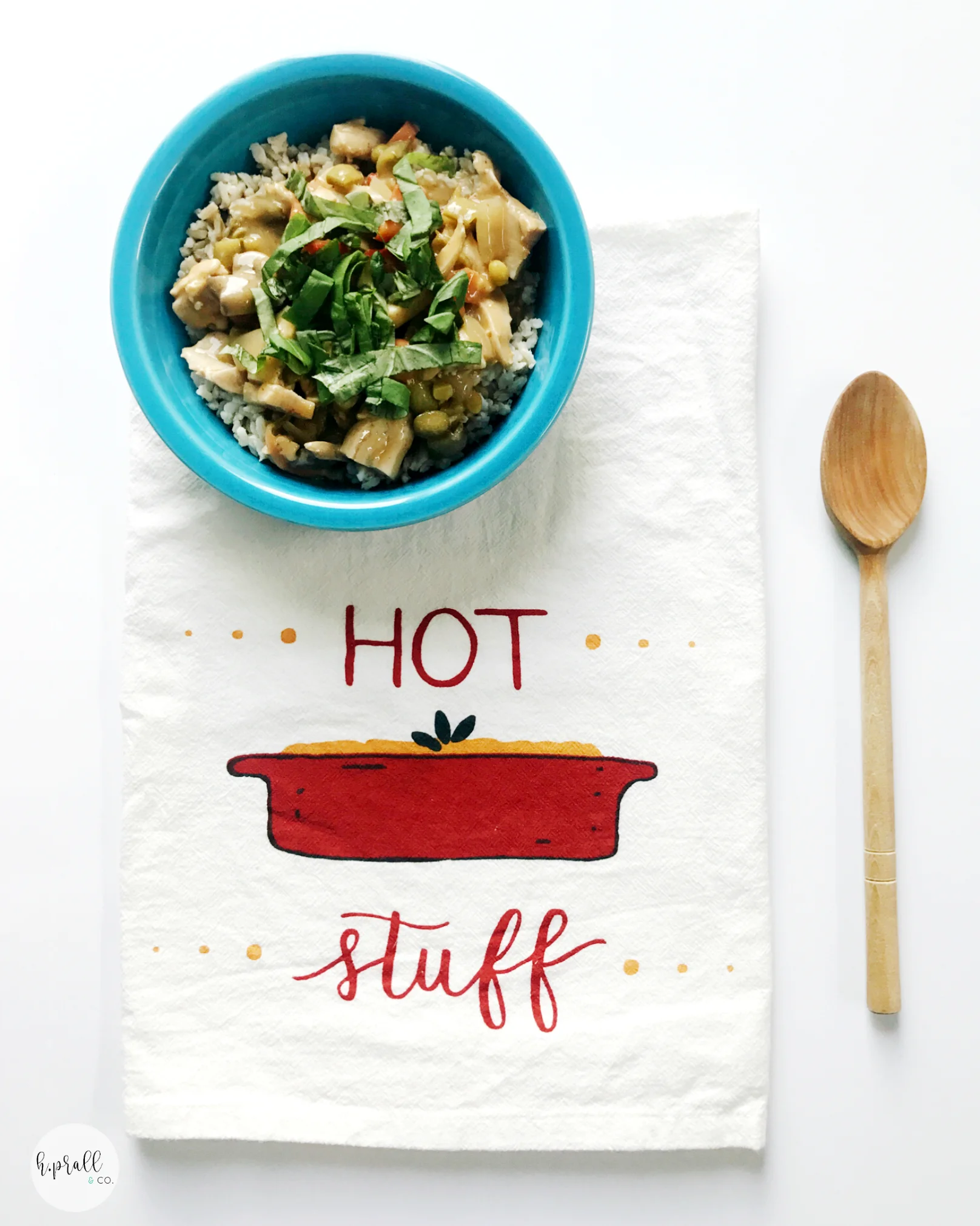 Panang Chicken Curry and a "hot stuff" kitchen towel | hprallandco.com