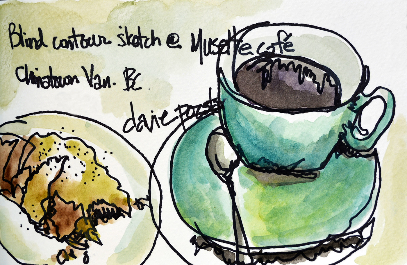 Blind contour study at Musette Cafe sketch meet up.