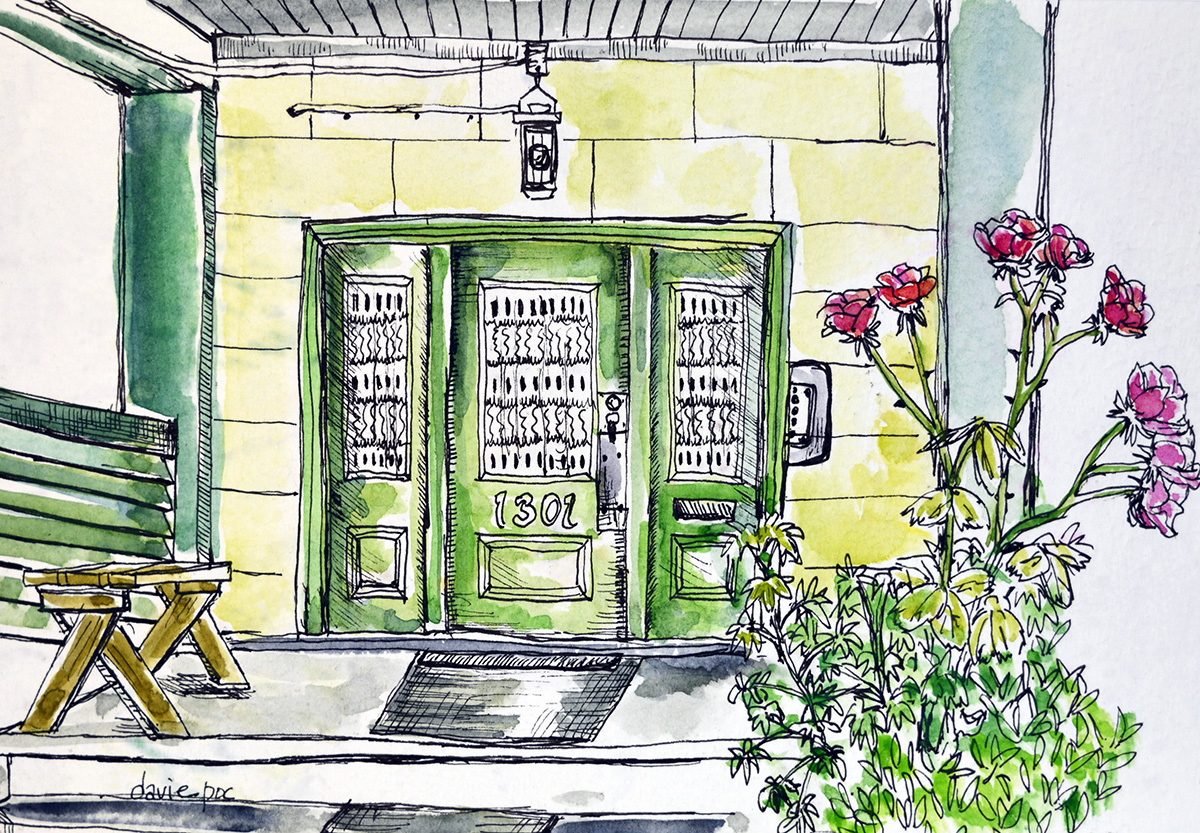 Study of the entrance at 1301 Davie St. in the West End before it was torn down.