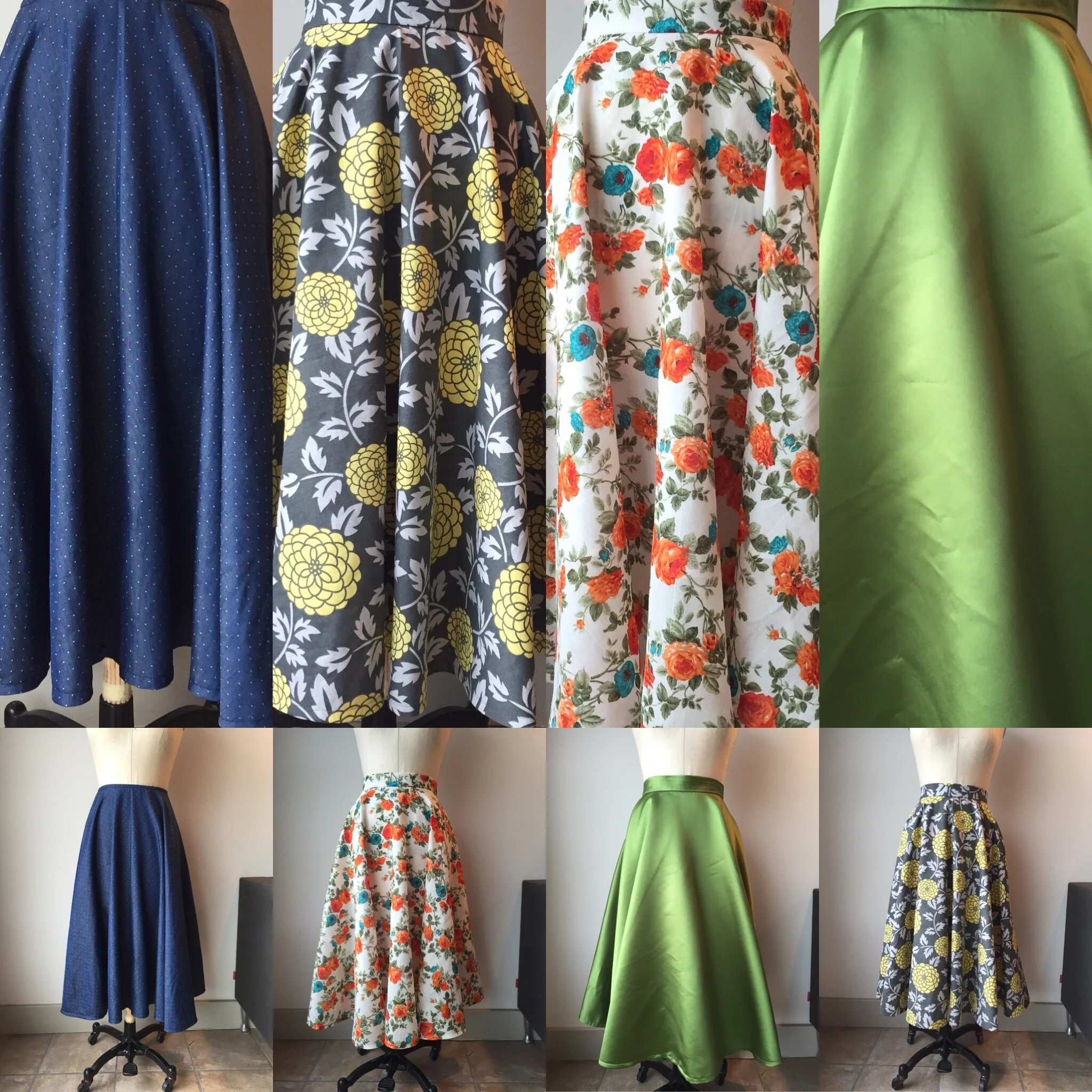 A small sampling of the skirts commissioned by my client.