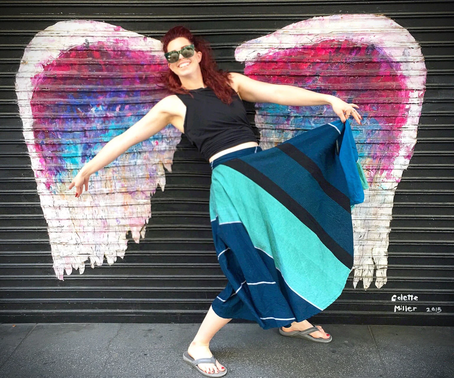 MelEesa, the client and illustrator for this series of circle skirt illustrations, hamming it up for the camera.