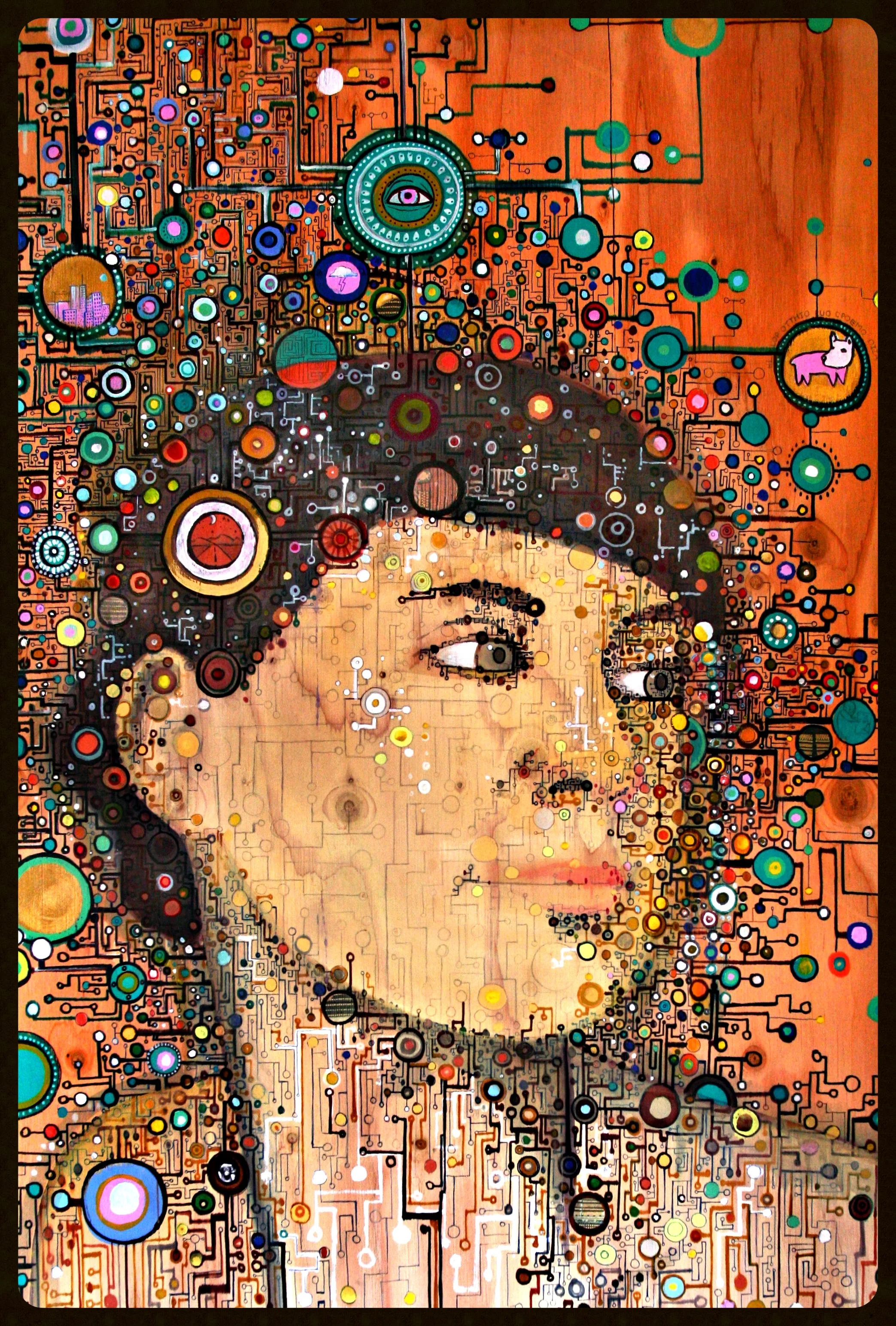 'Aura' marker and ink on wood. 2009