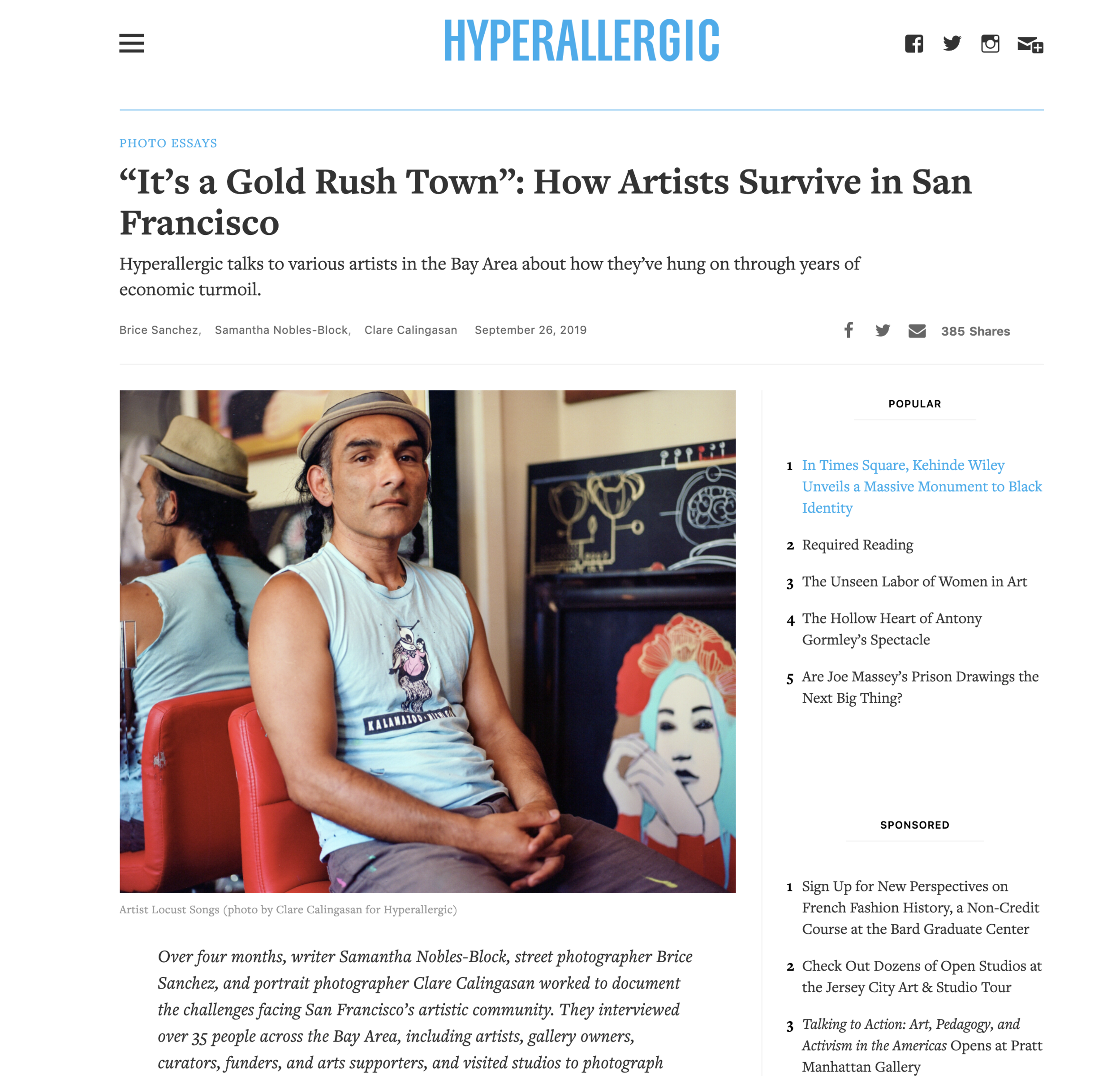 Interview with Locust about Surviving in SF as an Artist