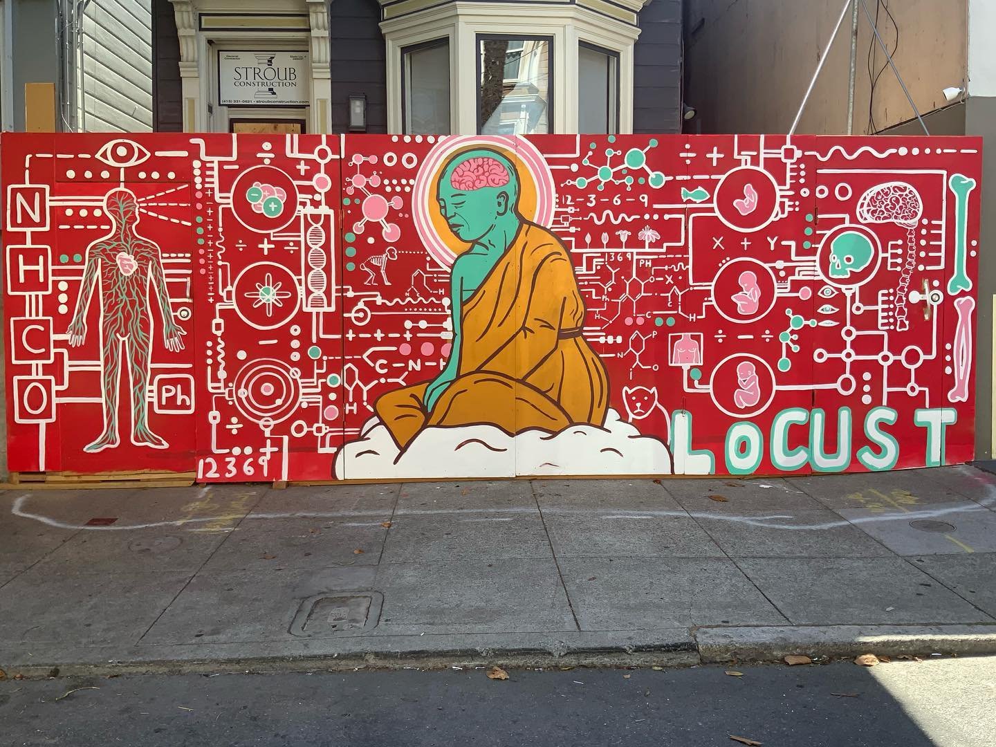 New work. Come see before it gets destroyed by taggers. San Carlos street sf. 
&mdash;-
:::
&mdash;
:::
&mdash;
:::
&mdash;
:::
&mdash;
:::
&mdash;
:::
#streetartsf #streetart #locustsongs #sanfranciscoart #sciencebitch #anatomy #lightninginabottle #