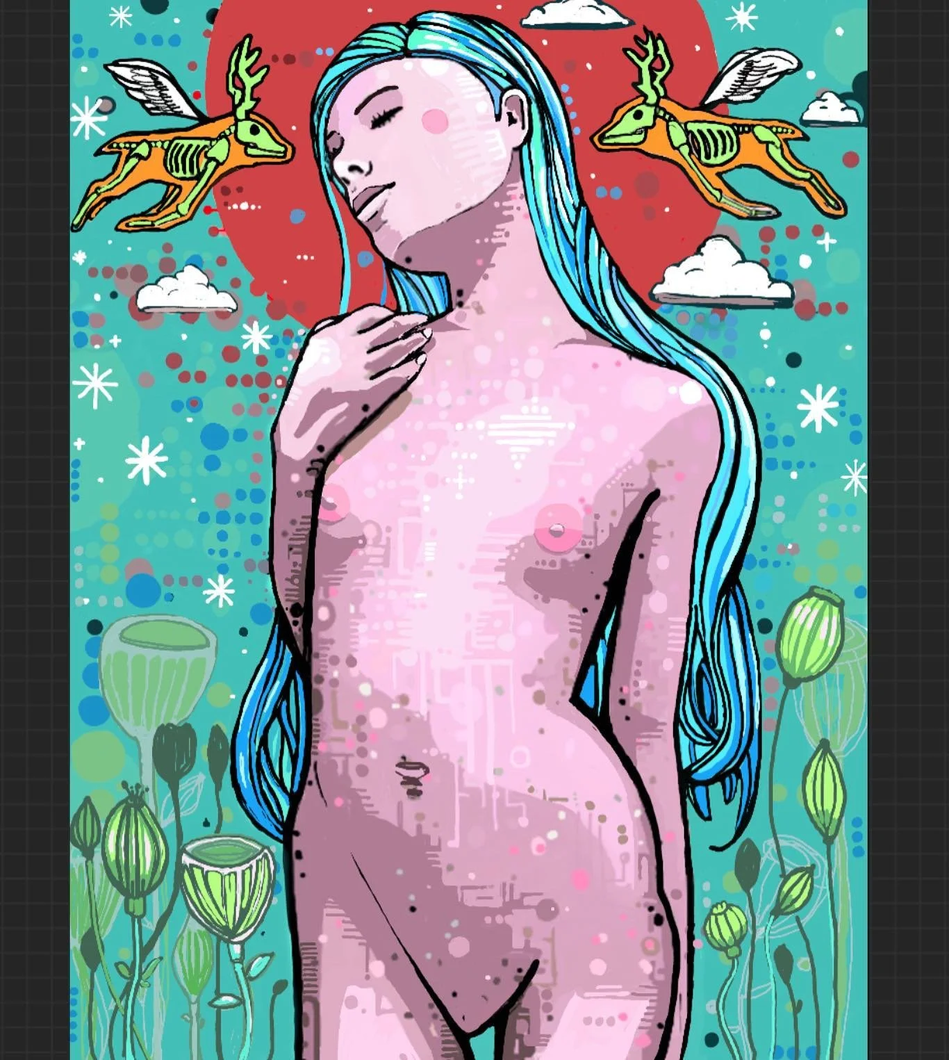 The human body is made up from about 7 octillion atoms. It&rsquo;s mostly from six elements: Hydrogen, oxygen, carbon, nitrogen, calcium and phosphorus. 
Anyway, here&rsquo;s a new print I made. 
:::
&mdash;
:::
&mdash;
:::
&mdash;
:::
&mdash;
:::
#l