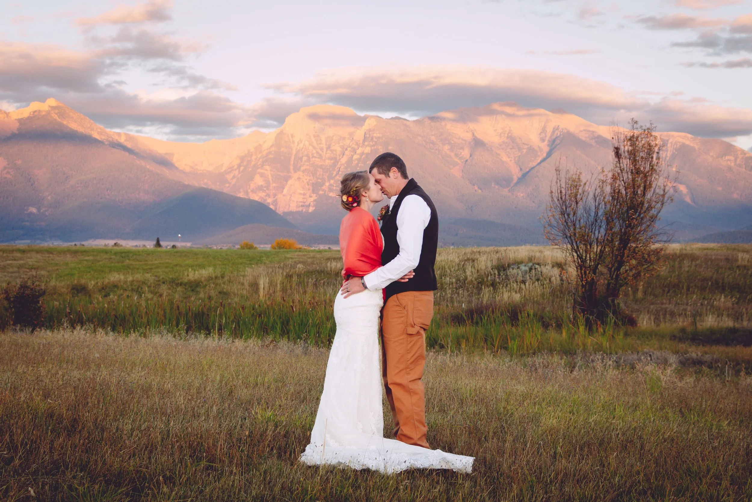 Fall Wedding Sunset on the Mission Mountains