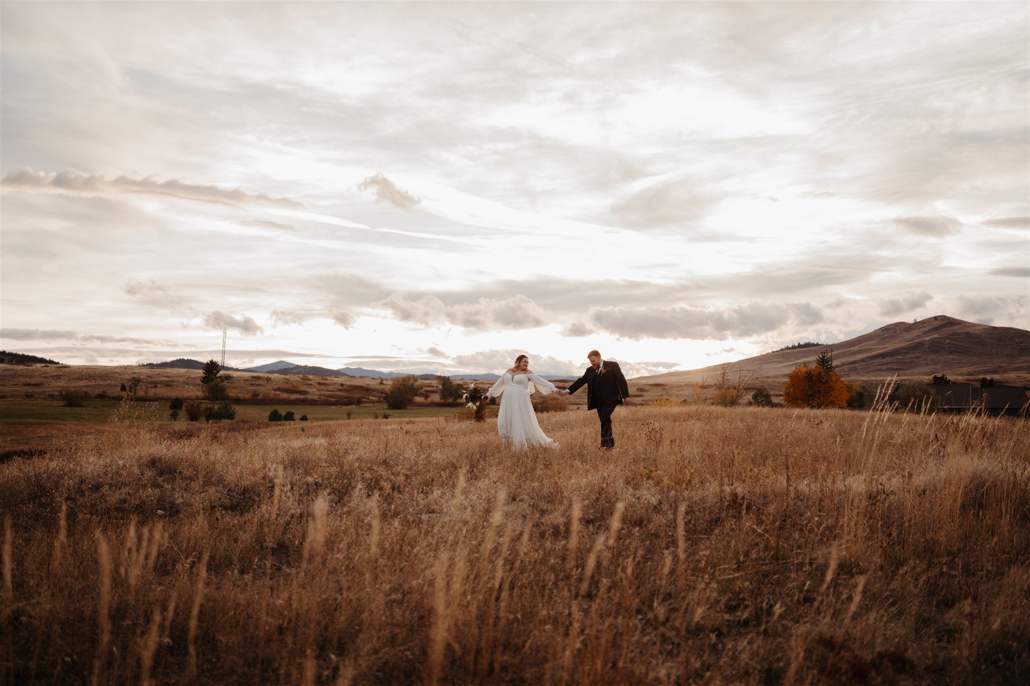 Fall Hay Fields with Bison Range at Rugged Horizon