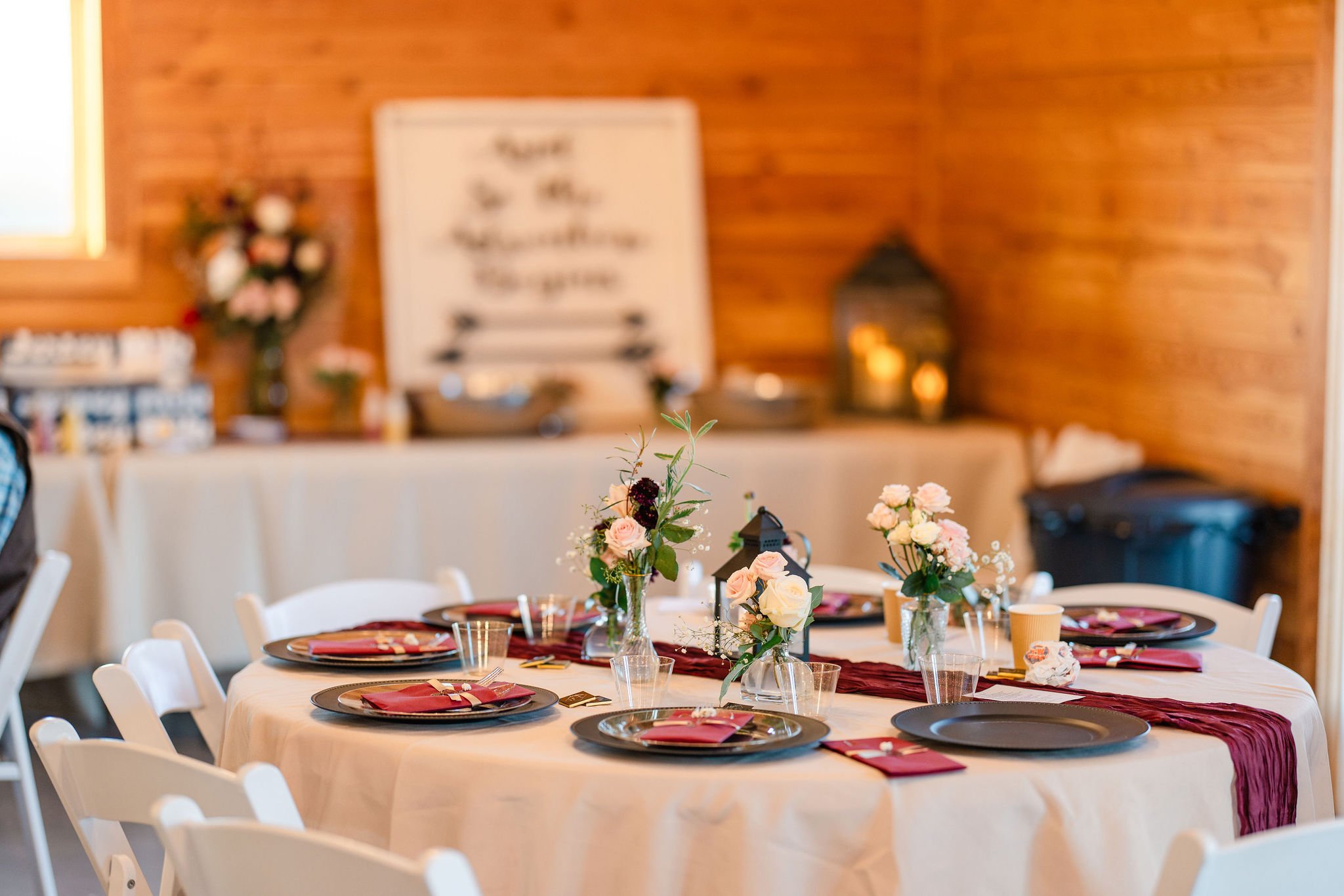Early Spring Wedding Reception Indoors at Rugged Horizon