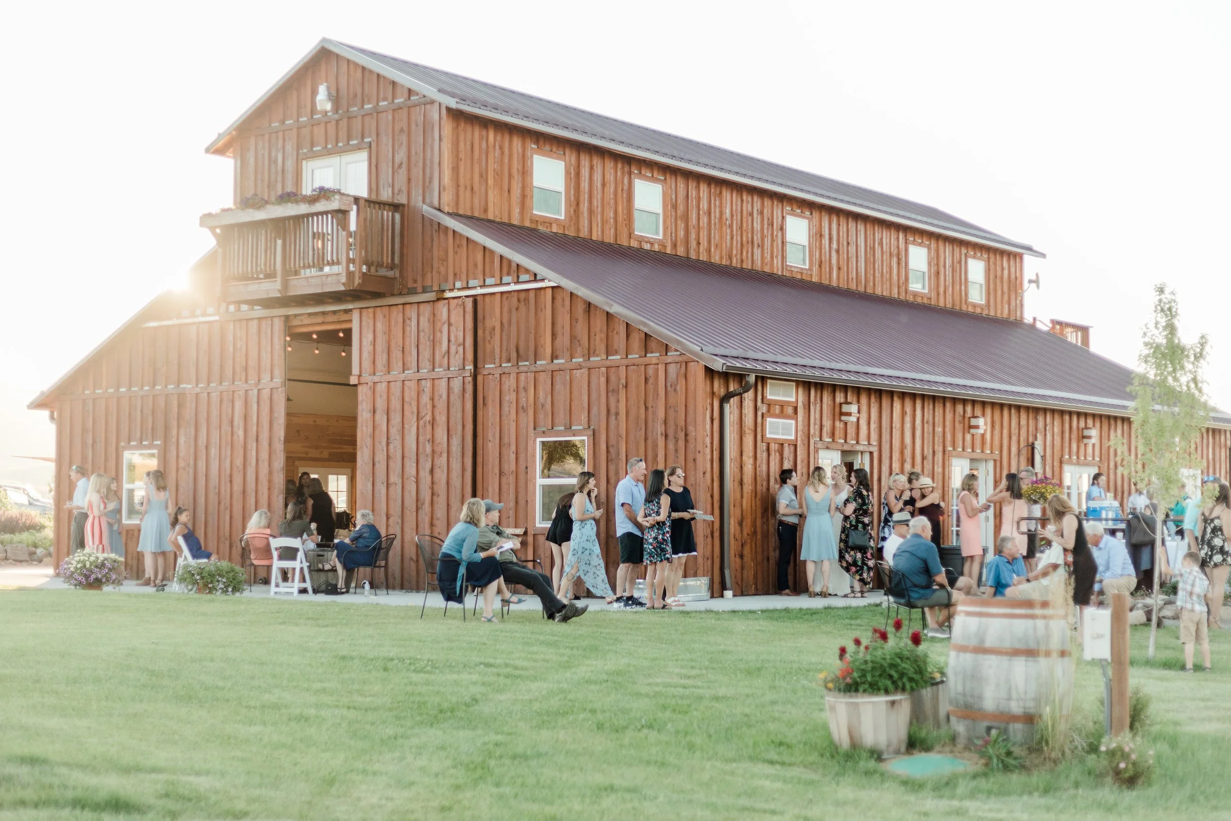 Cocktail Hour Garden Patios Rugged Horizon Wedding Venue Montana