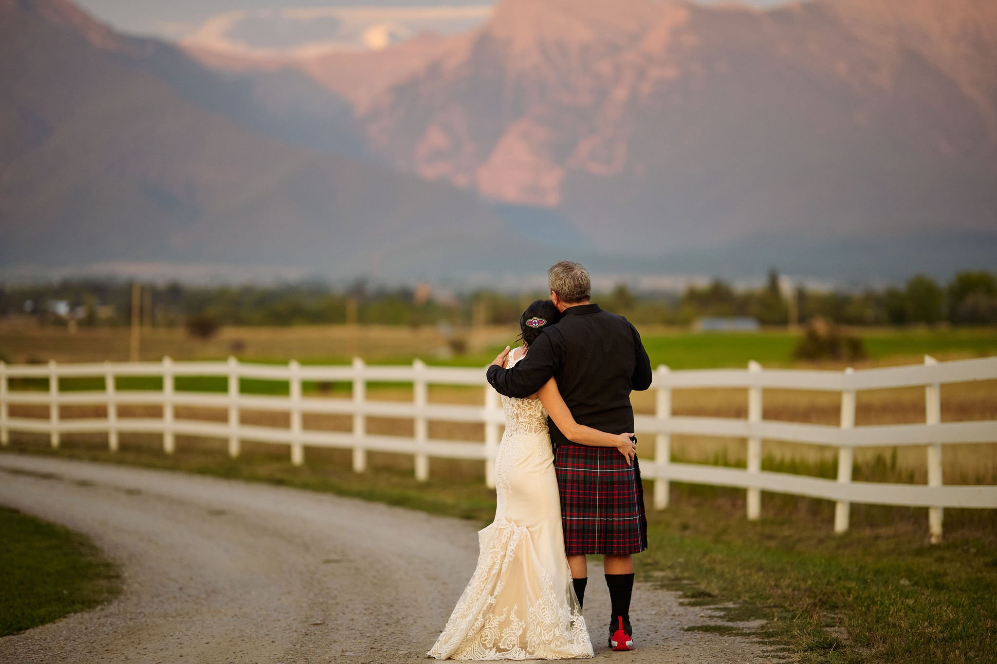Alpenglow Bride with Beaded Hairpiece Groom in Kilt and Air Jordans by Dennis Webber Photography.jpg (Copy)