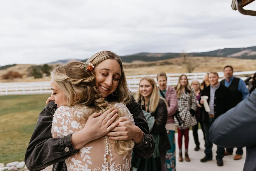 Give Hugs Receiving Line Around Barn by Leanna Joy.jpg (Copy)