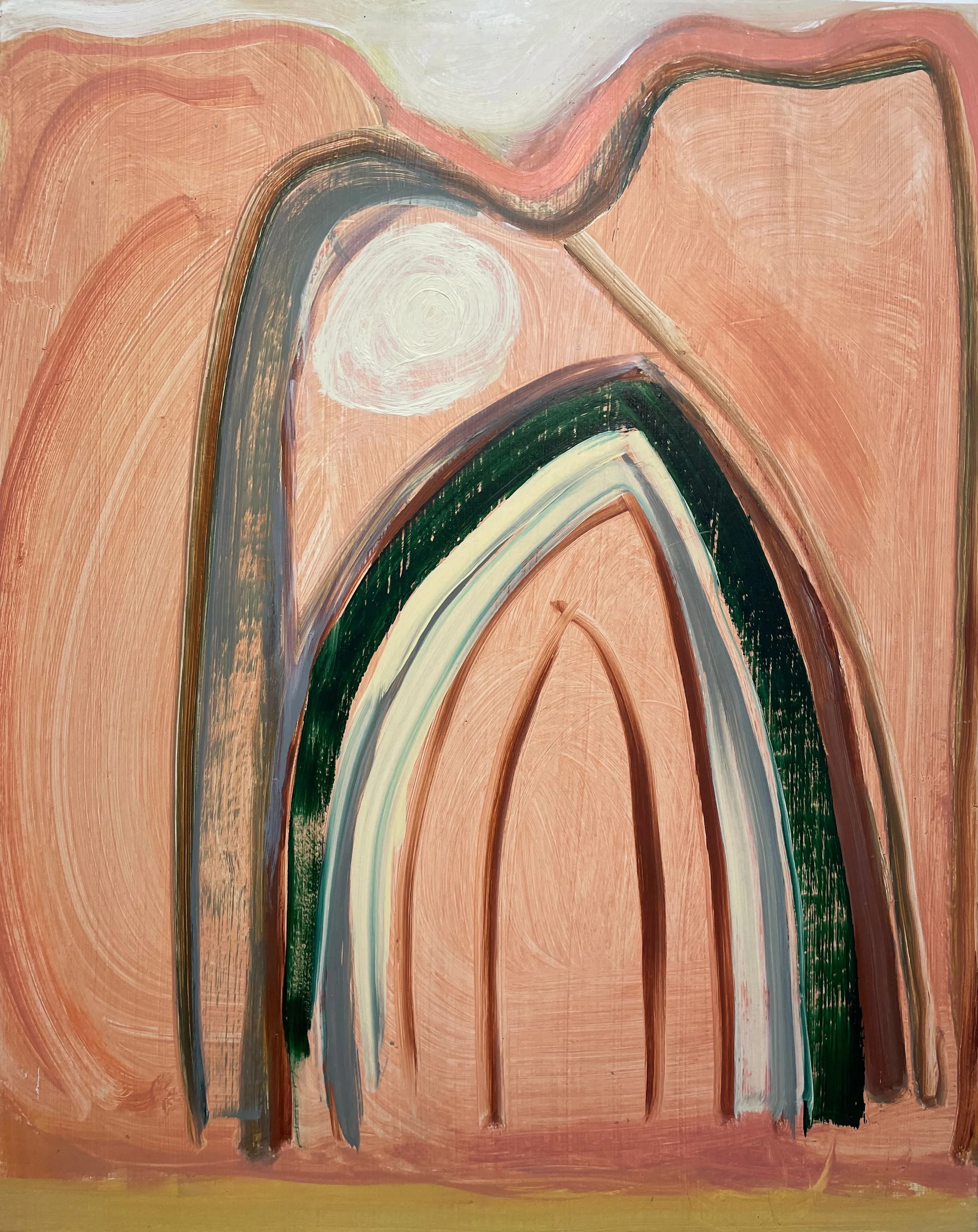 Peach Mountain with Pale Sun, 2025