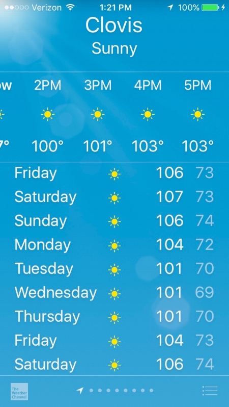 An all too typical screen shot for Clovis, CA.