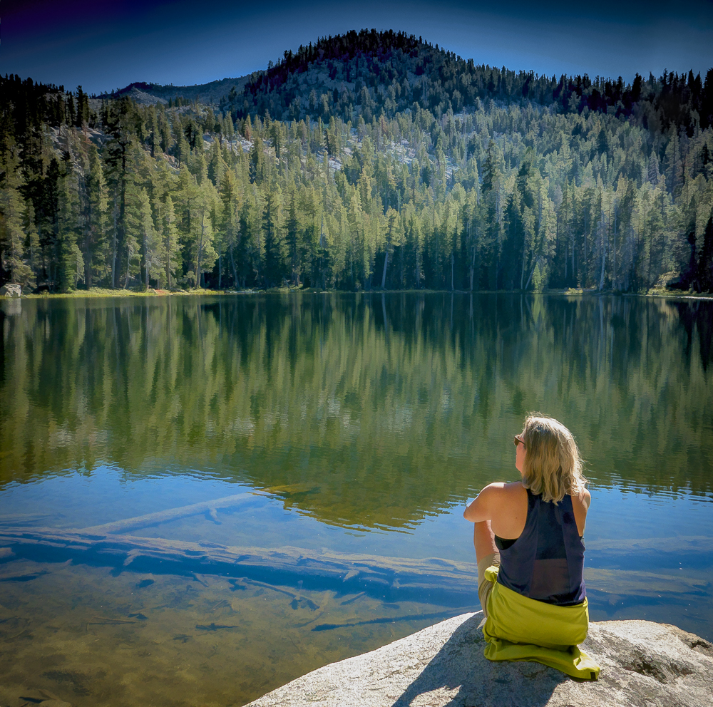 Mount Givens and me at Corbett Lake, John Muir Wilderness