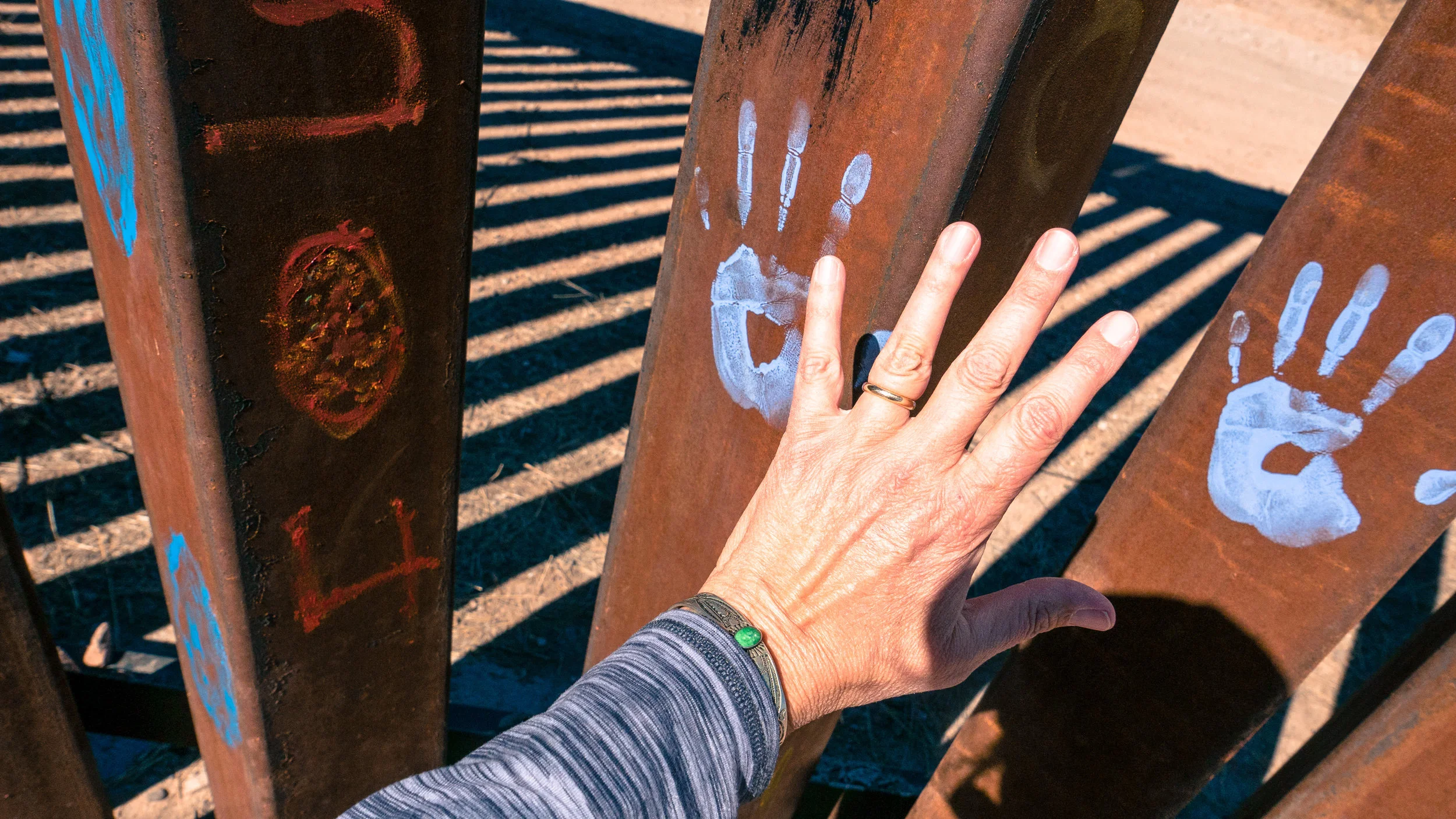 The hands on the wall are the same size as mine...