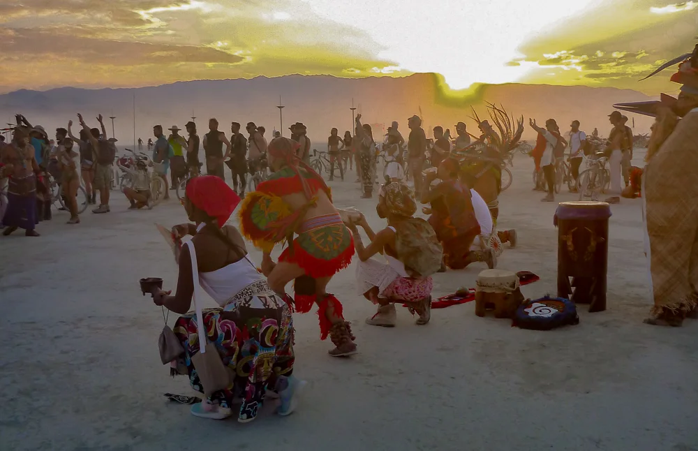 The Aztec Dancers lead a procession to dance and be thankful for the gifts of life.