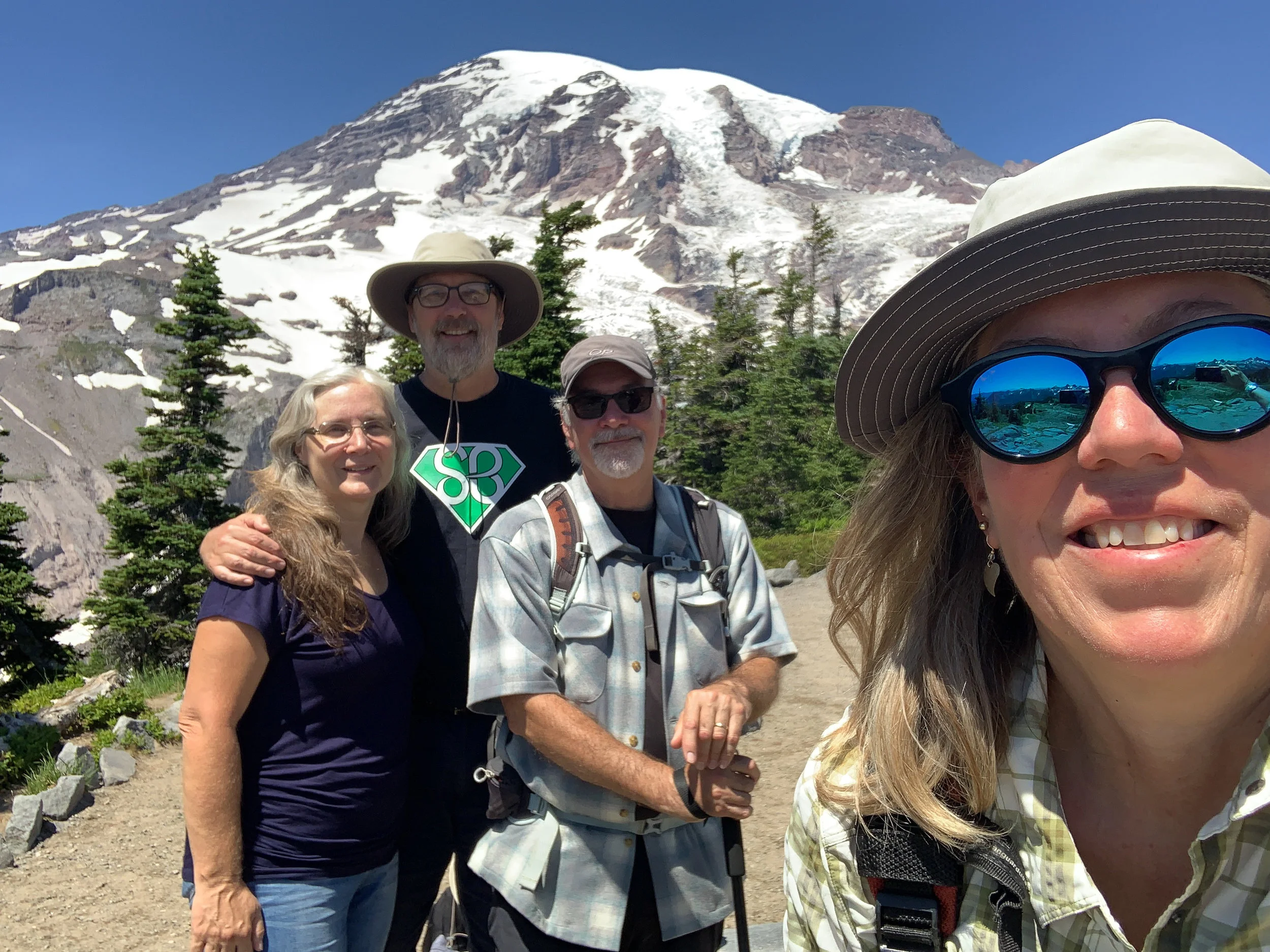 A selfie of us standing on the trail at Paradise.