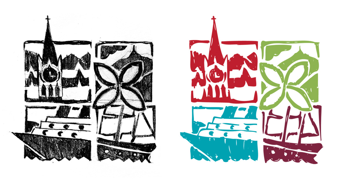 A wee group of icons for the Vision Port Chalmers group, like for use as a kind of masthead on their website