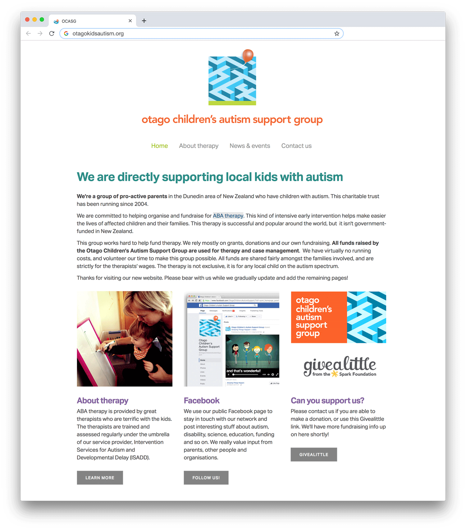  The website (on Squarespace) is a pretty compact little place for parents and people from education/healthcare to see what the group and ABA therapy are  about. 