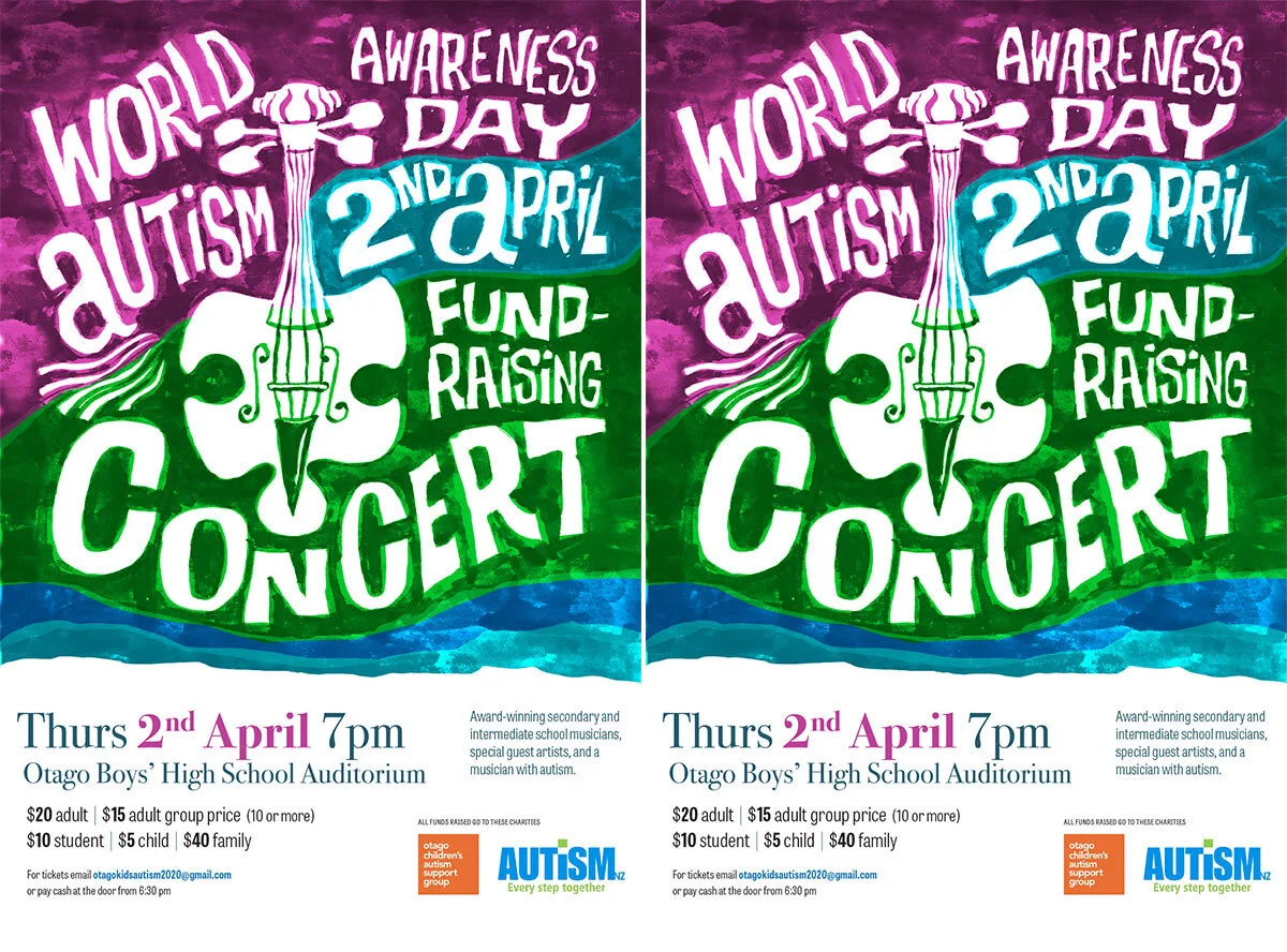  For a fundraising concert which had to be postponed because of the restrictions. The main image is black ink colourised on the computer. 