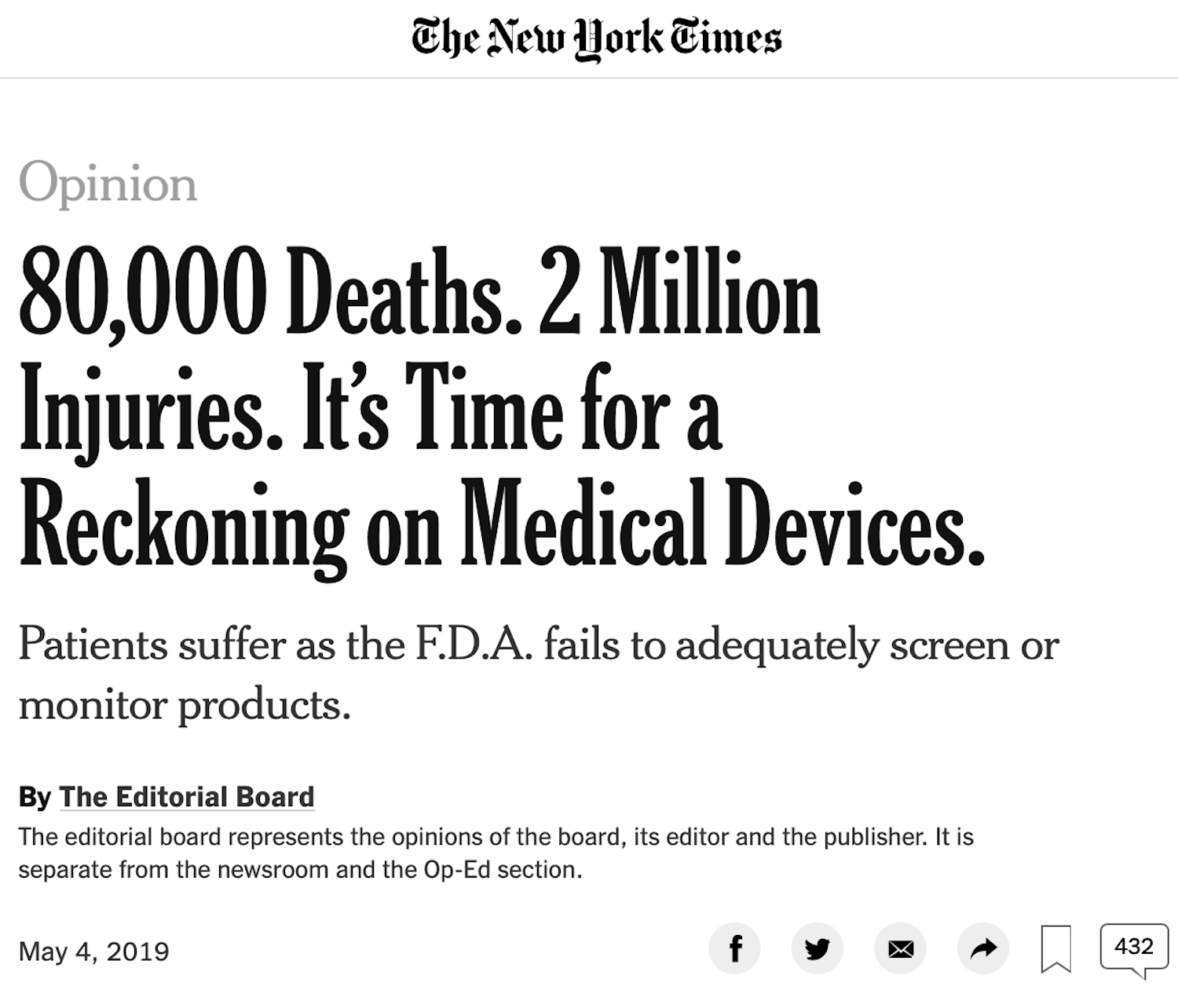 May 4, 2019 - New York Times 