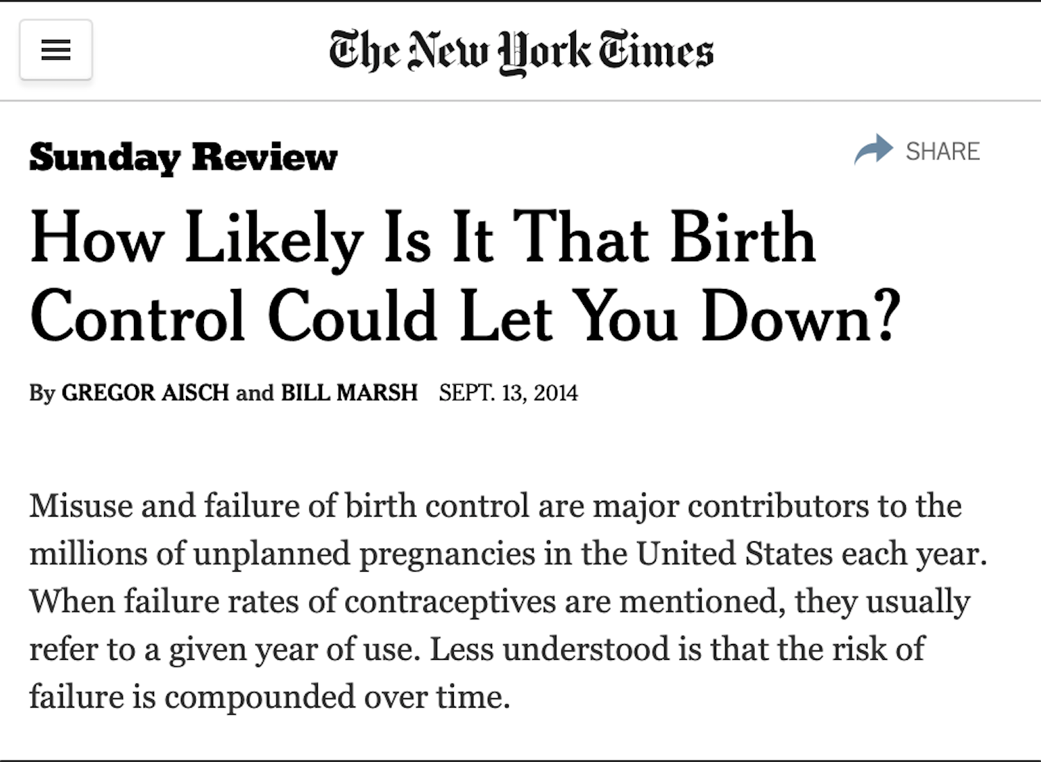September 13, 2014 - New York Times