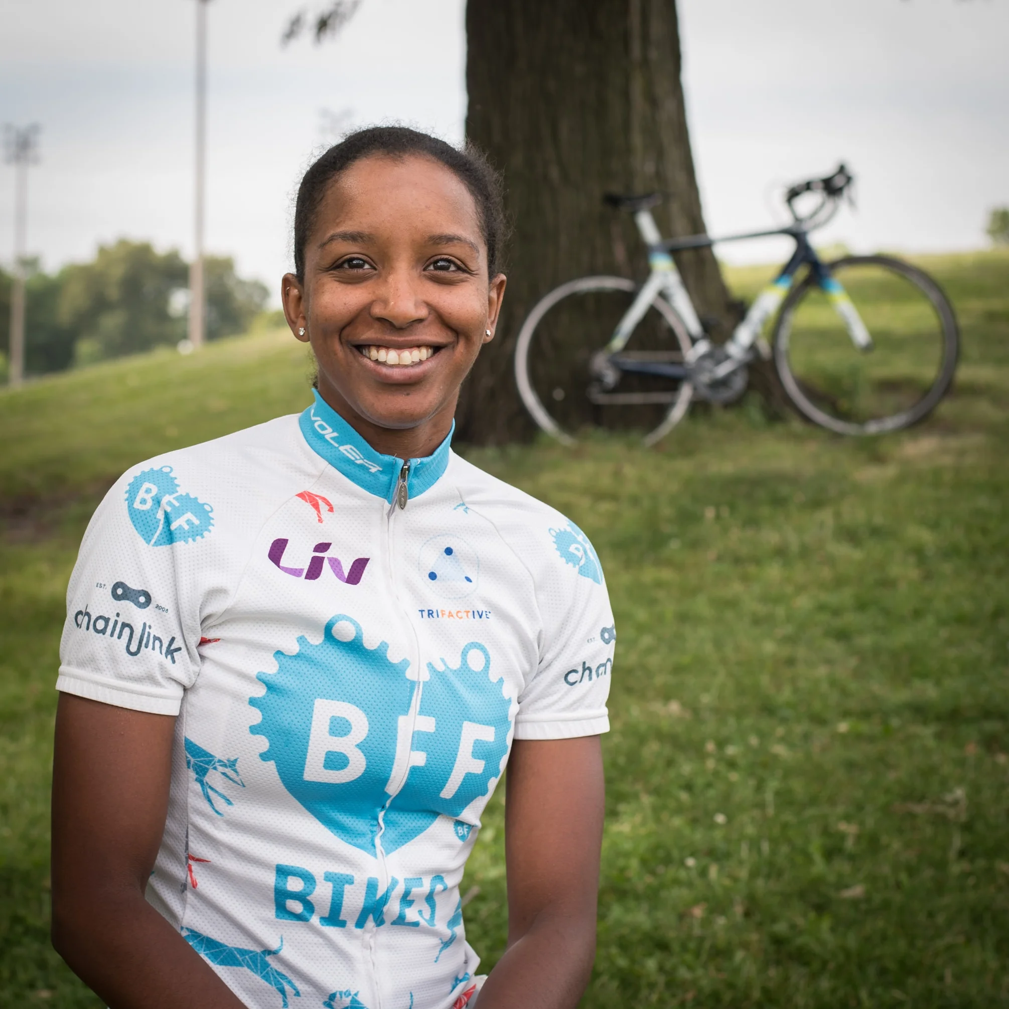 CHRISTINE LEPPANEN This Humboldt Park resident can usually be found on a bike, whether it’s racing skinny tires (track/crits) for BFF Bikes, donning pearls throughout the Chicago Cross Cup, or getting exposed to radioactive waste while mountain biking at Palos with her husband, Justice. When she is not out riding, Christine is keeping a close eye on her mischievous pet turtle, Tommy (who's female), and studying to be a court reporter. She also likes anything from the late 90s, fruit snacks, and novelty coffee mugs. And cheap sunglasses. And stickers.