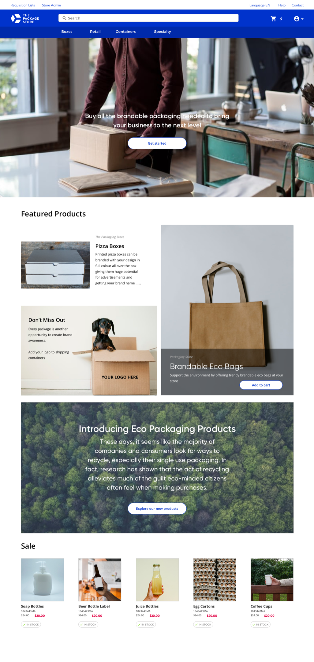 V1 B2B brand exploration and ideation of a packaging store