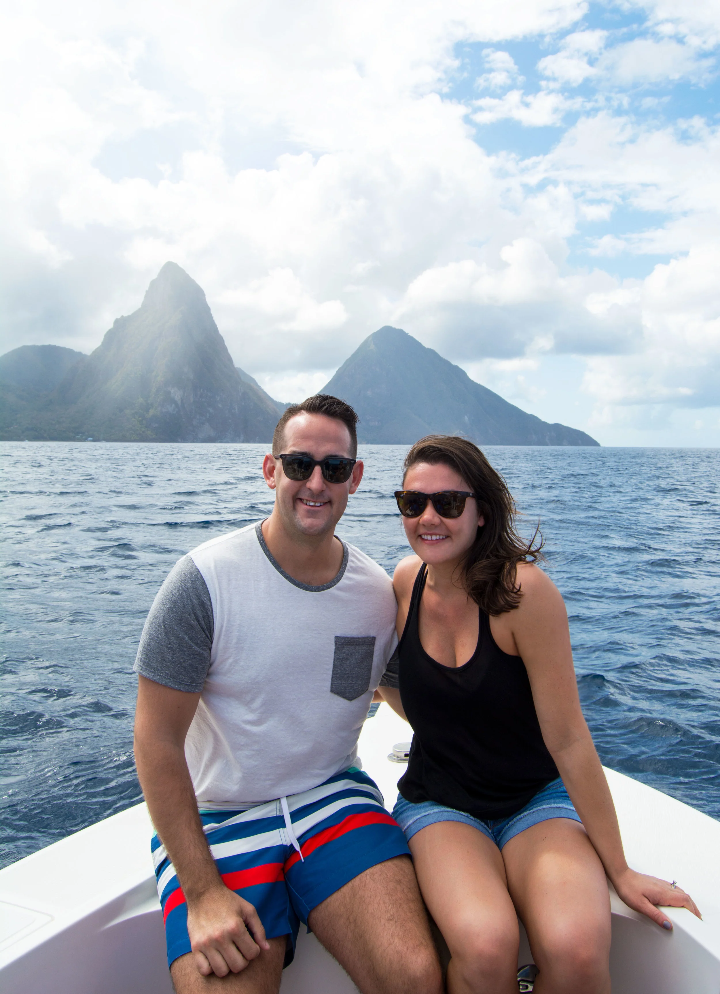 Behind us are the Pitons; The Gros Piton is 2,530 ft high, and the is 2,438 ft high.