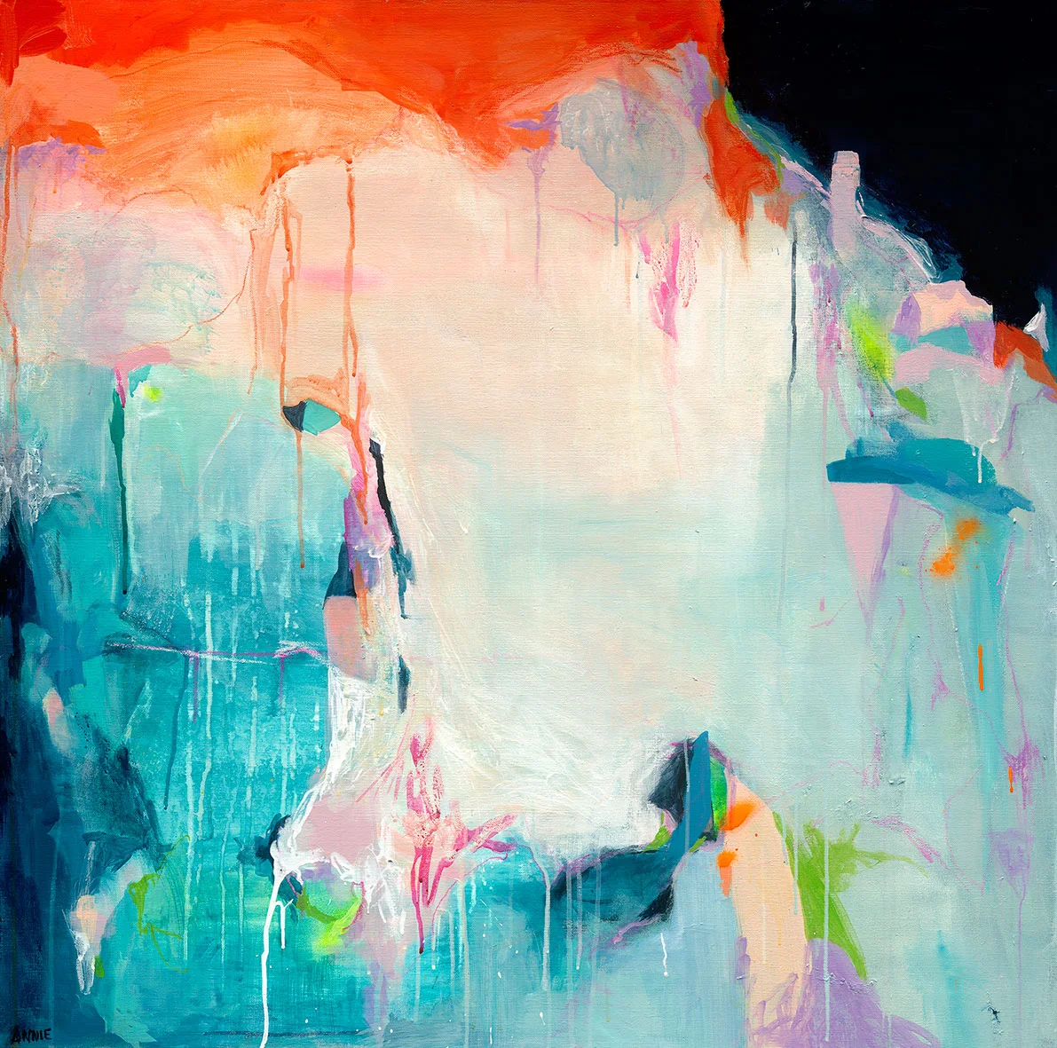 Annie Everingham. Light That Follows The Storm 101cmx101cm Mixed Media On Canvas