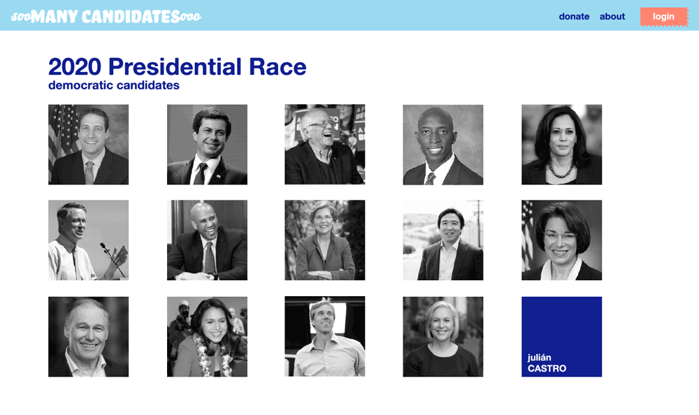  concept designed to be a fun and digestible way to navigate soooo many candidates  