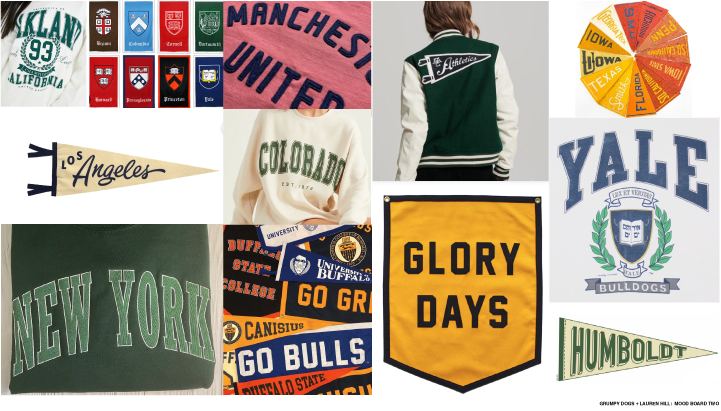 mood board two: playfully collegiate