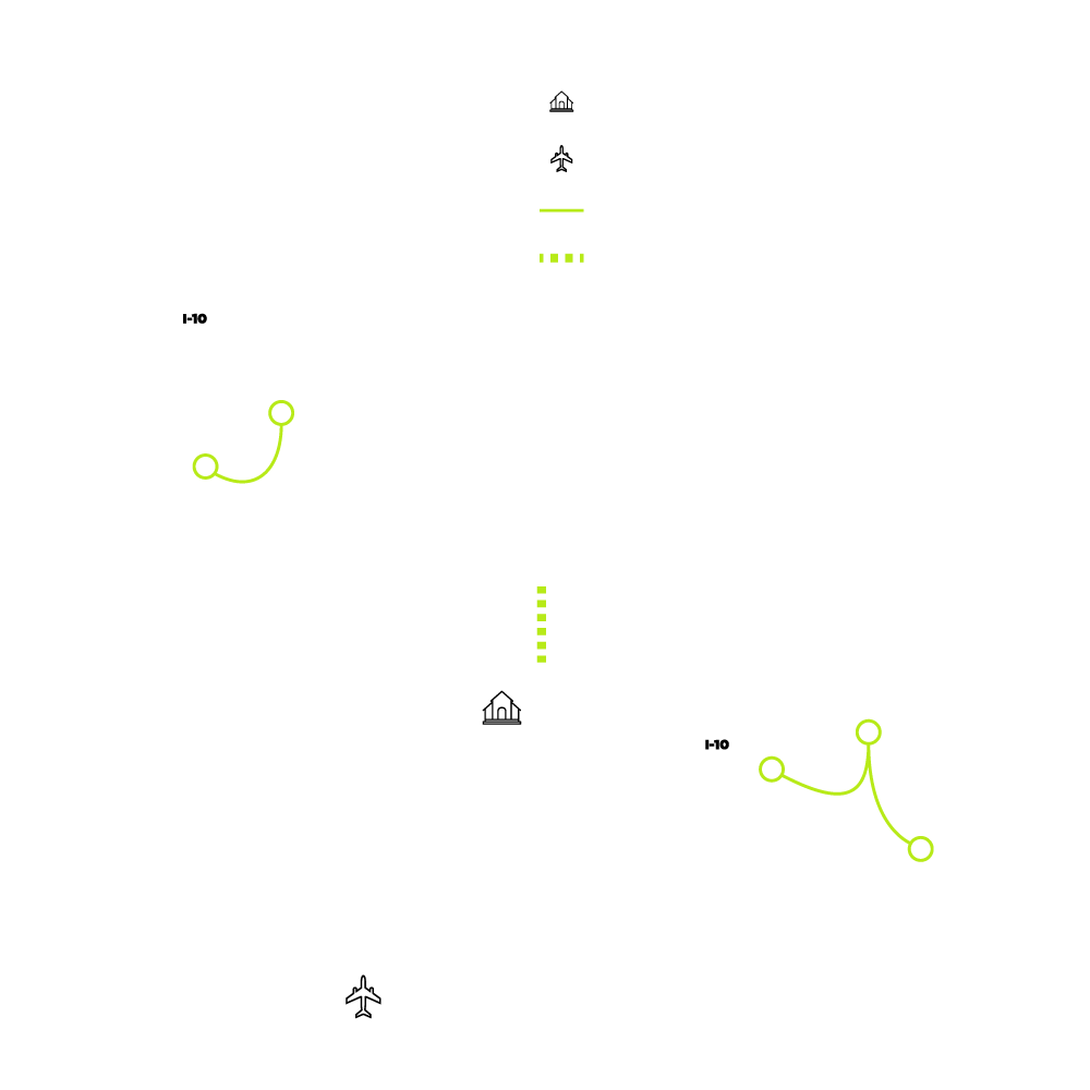 Map with roads labeled Irvington Rd, Valencia Rd, Palo Verde, Alvernon Rd, and others. Shows I-10 highway, a church, airport, temporary exits, and road closures, with symbols for each. The map includes a key.