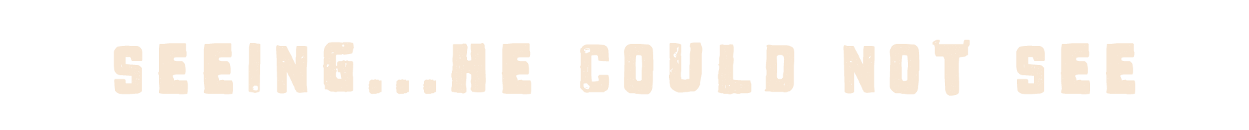 Text saying "Seeing...He could not see" on a black background.