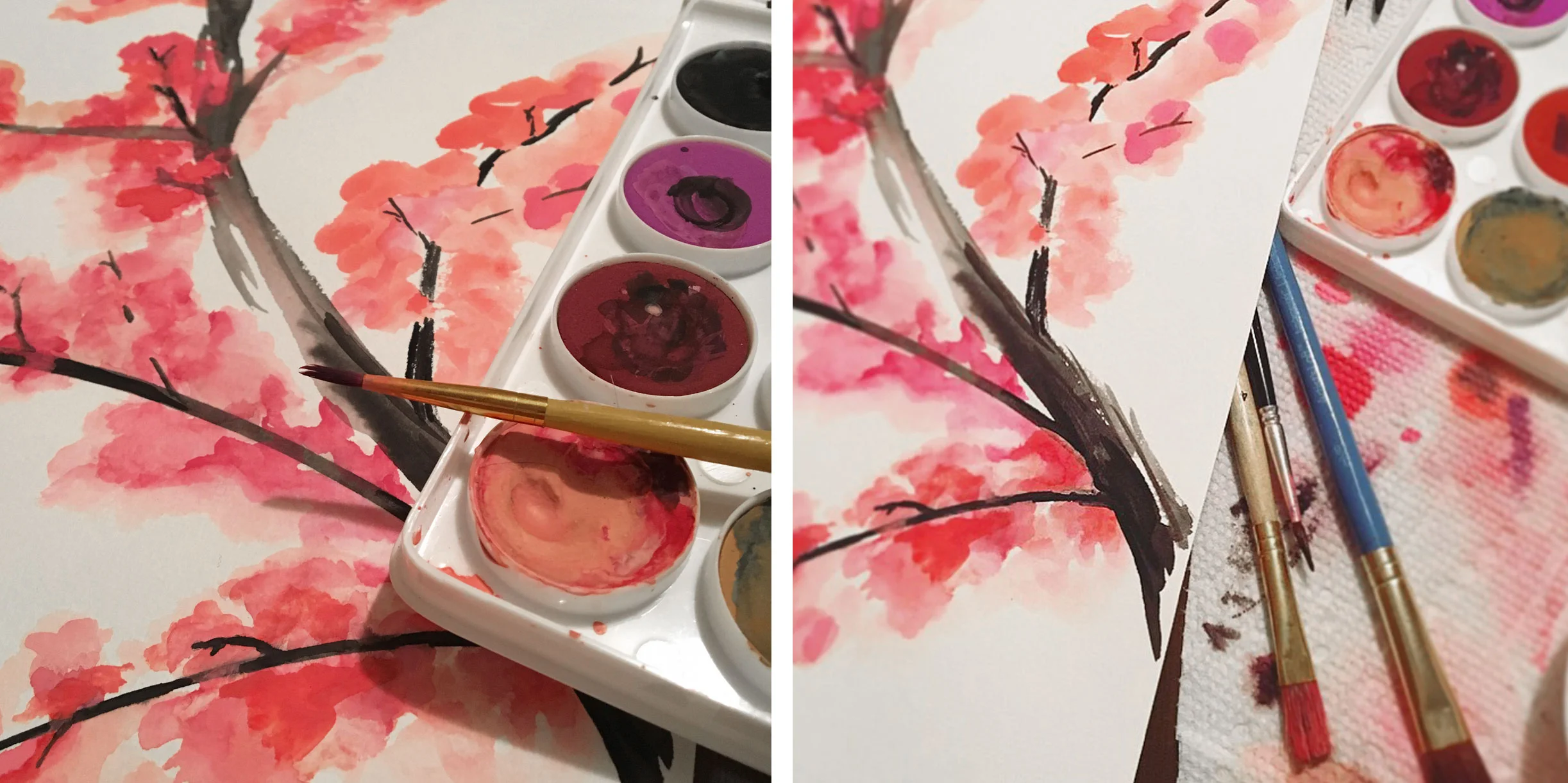 Behind the scenes: painting the cherry blossoms