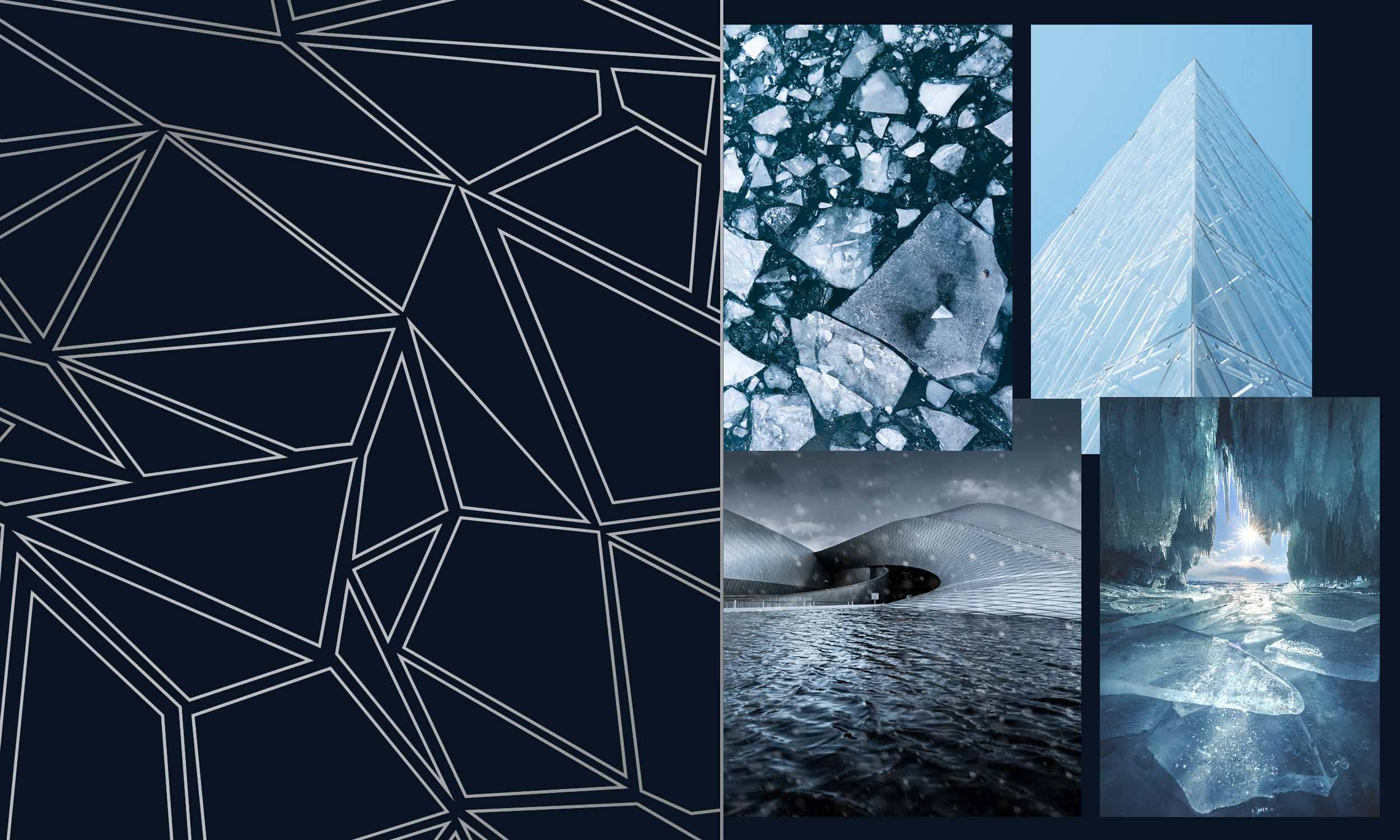 Left: Custom pattern. Right: Concept/Mood Board, Inspiration images (via Unsplash).