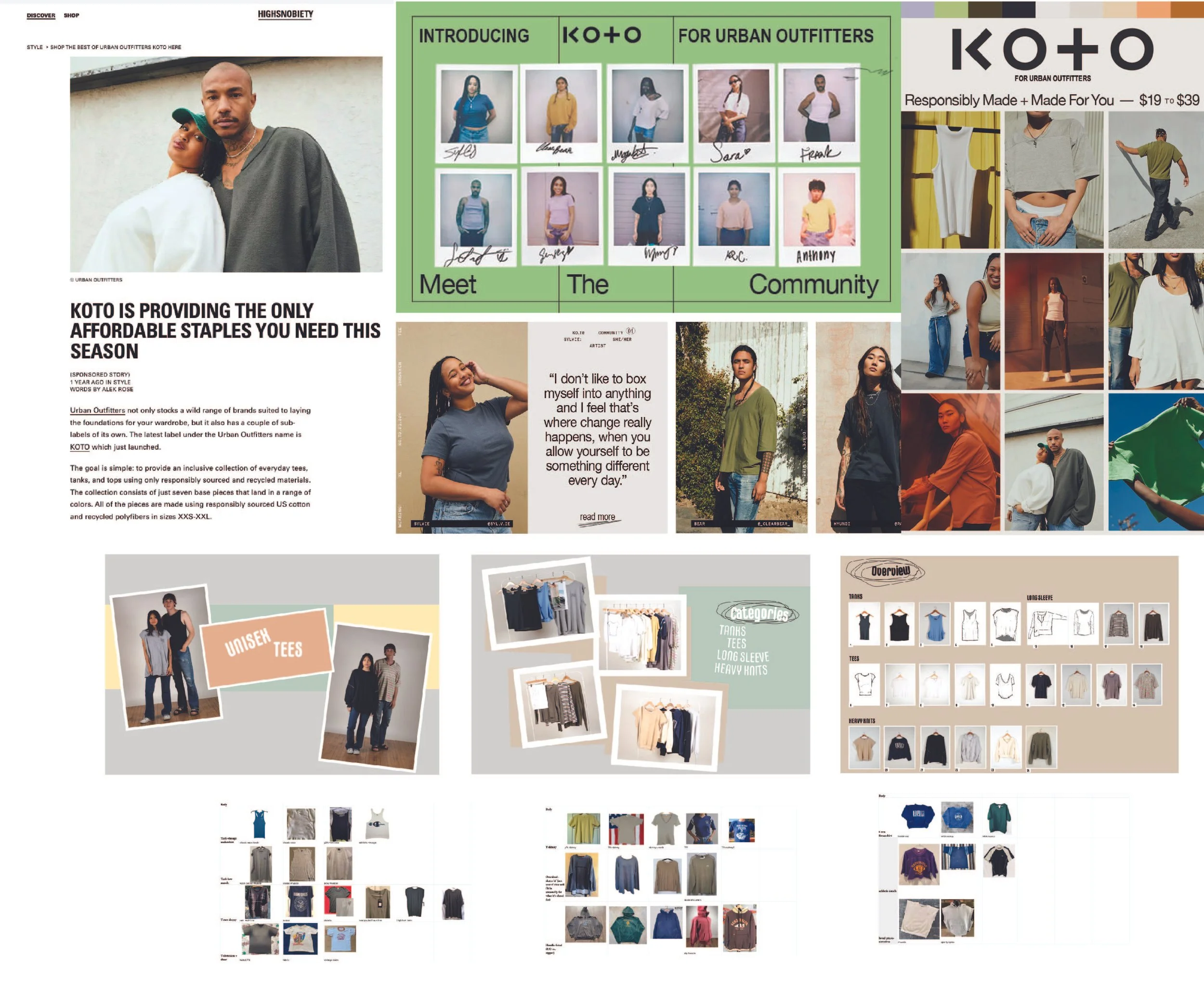  In 2021, I had the opportunity to work on a size inclusive, sustainable, genderless tee line at Urban Outfitters. I sourced the originals, that formed the first KOTO line. I worked with key stakeholders to sample, merchandise, and present the work t