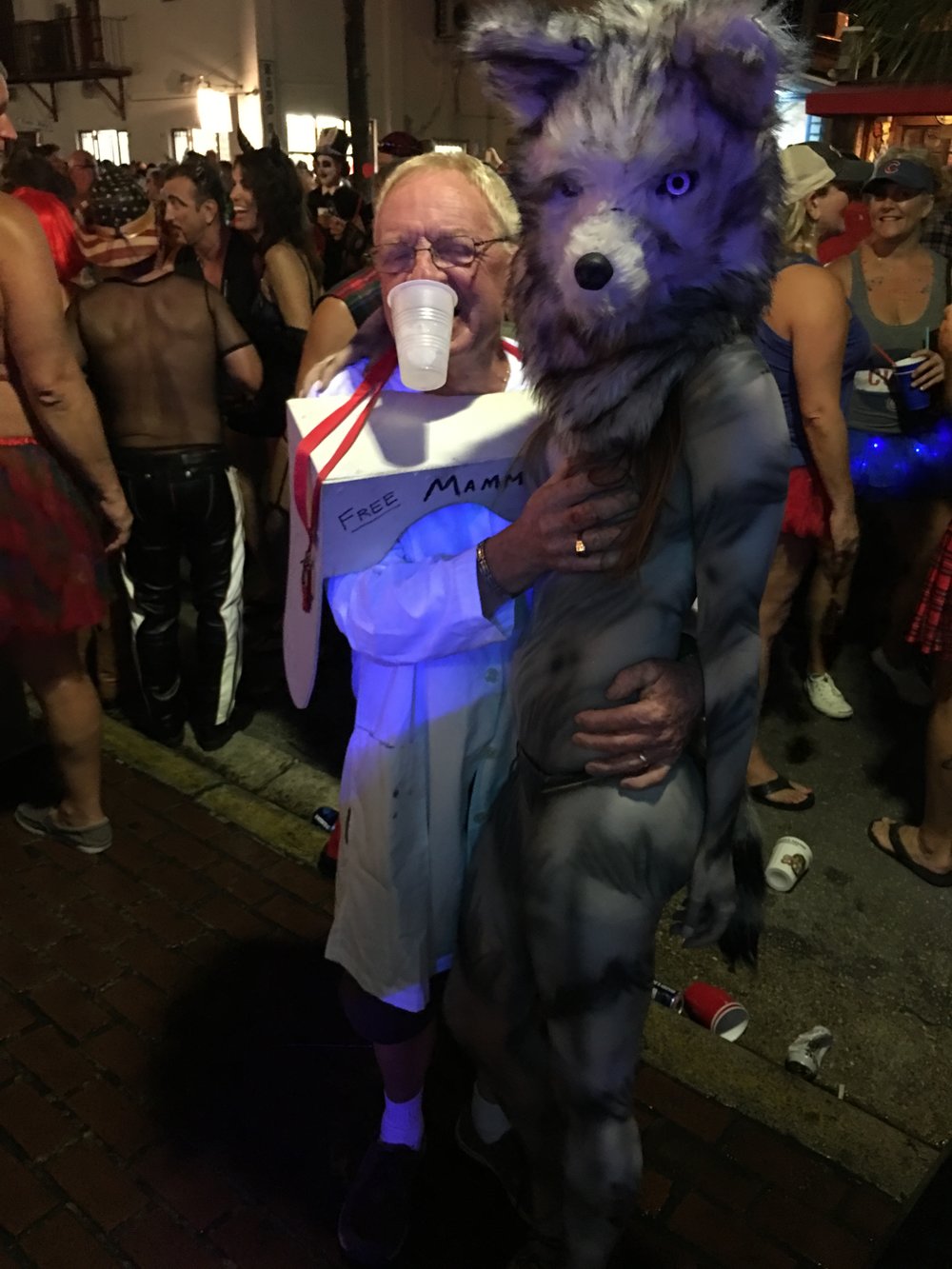  Alessandra Torre in wolf body paint at Fantasy Fest 2016 in Key West - nude with Free Mammograms costume man 