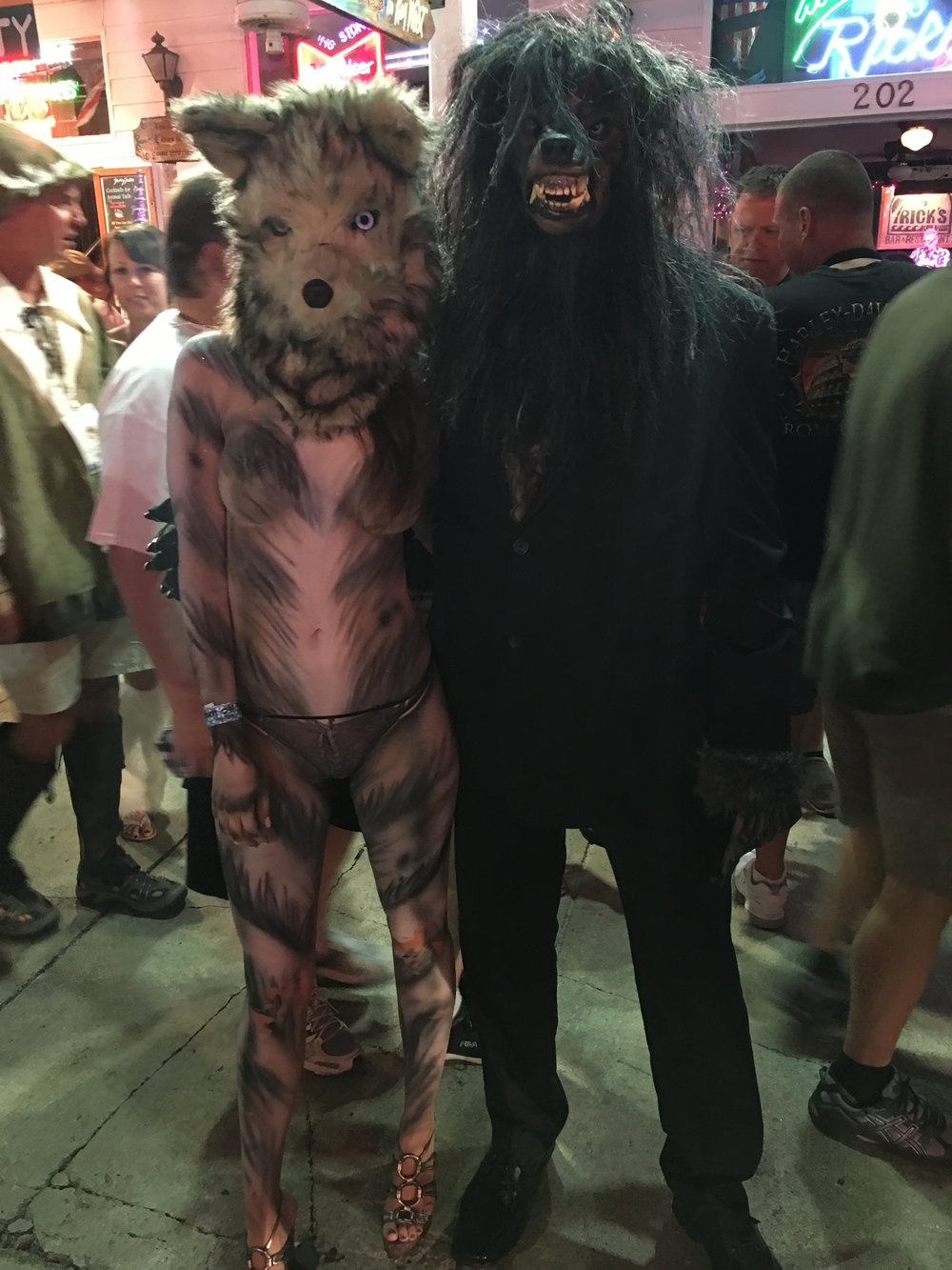  Alessandra Torre in wolf body paint at Fantasy Fest 2016 in Key West - nude with other werewolf 