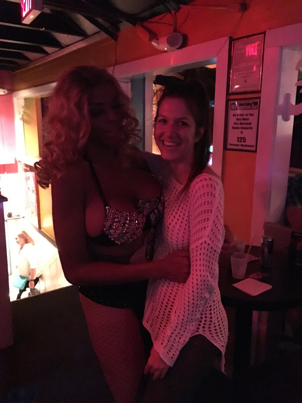  Alessandra Torre with drag queen at 801 Bourbon Street in Key West 